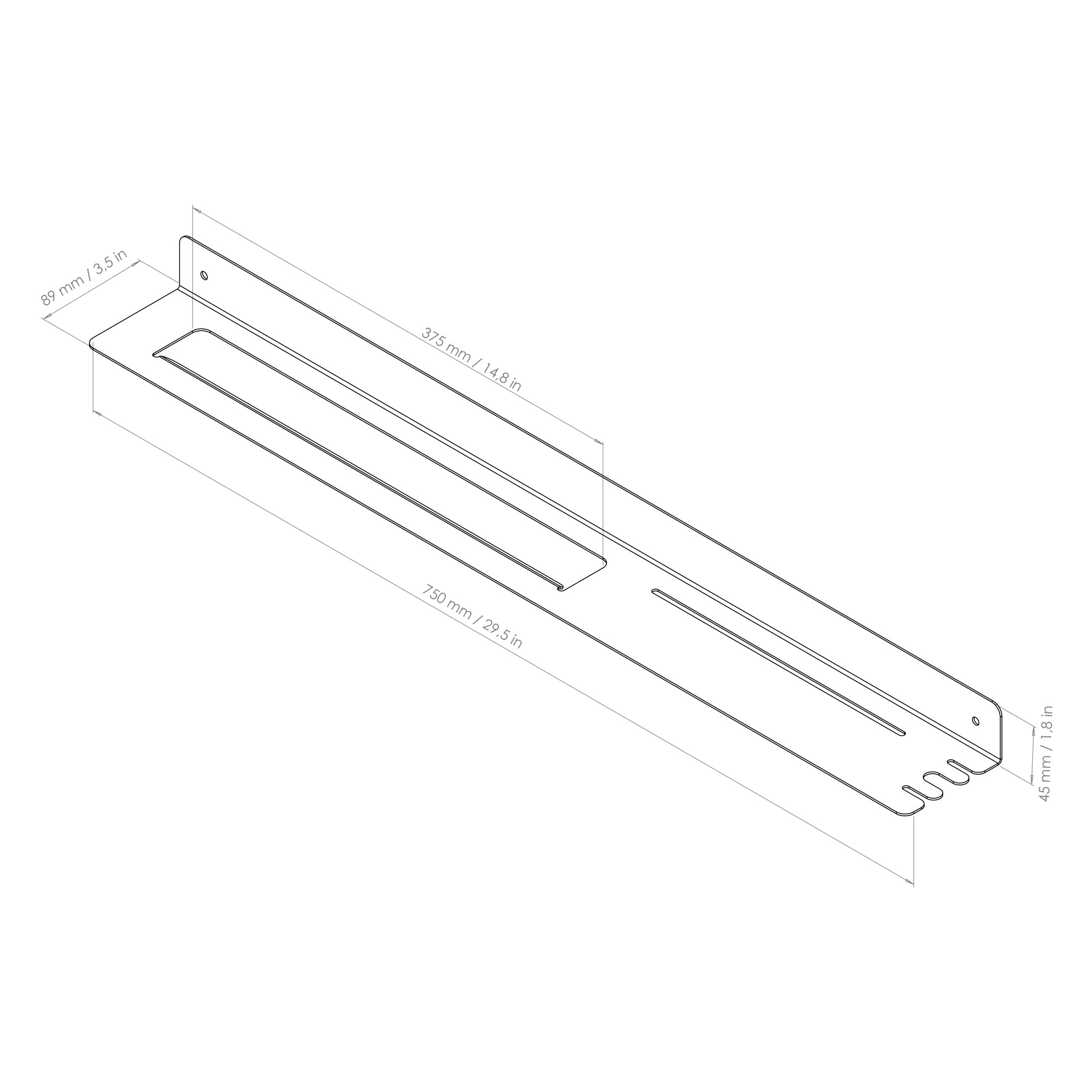 towel shelf 30" drawing