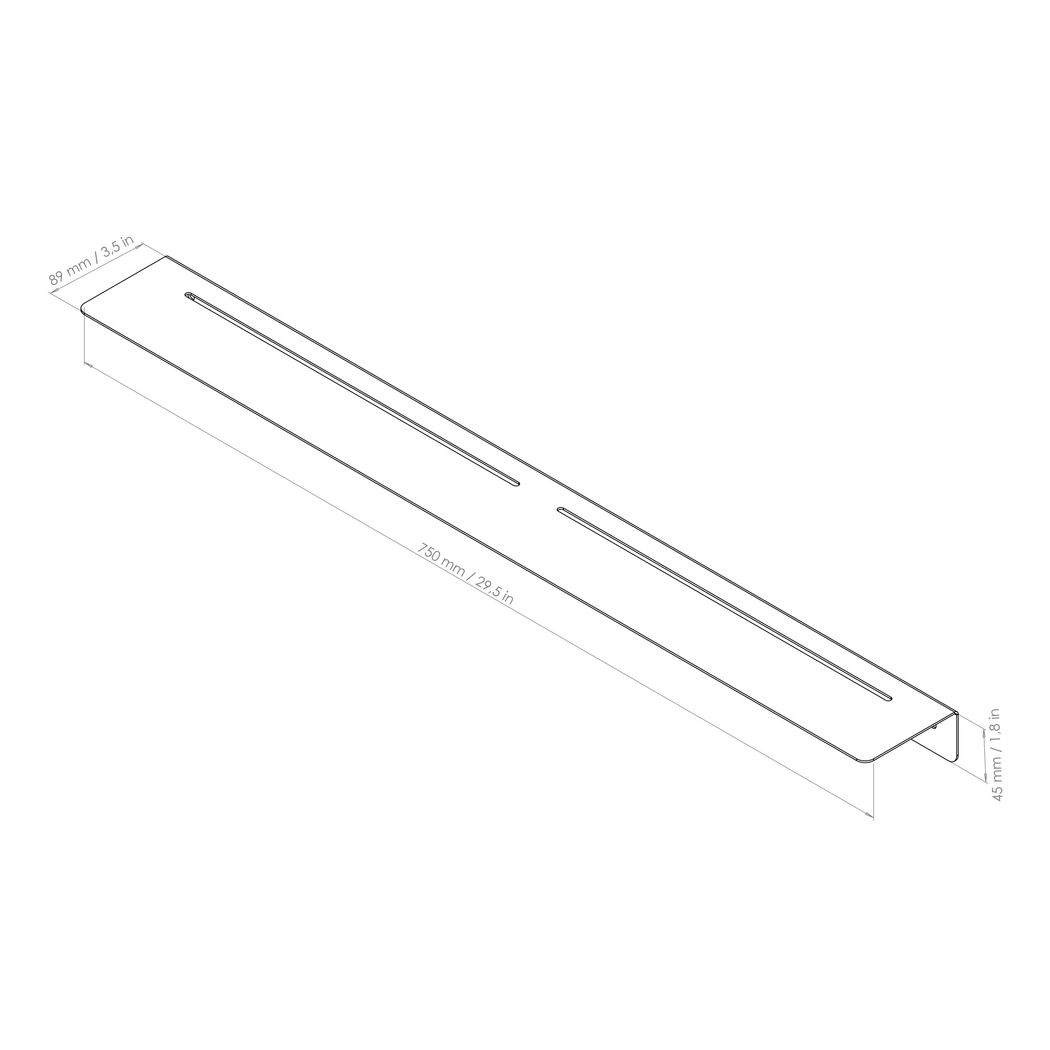 wall shelf drawing 75cm