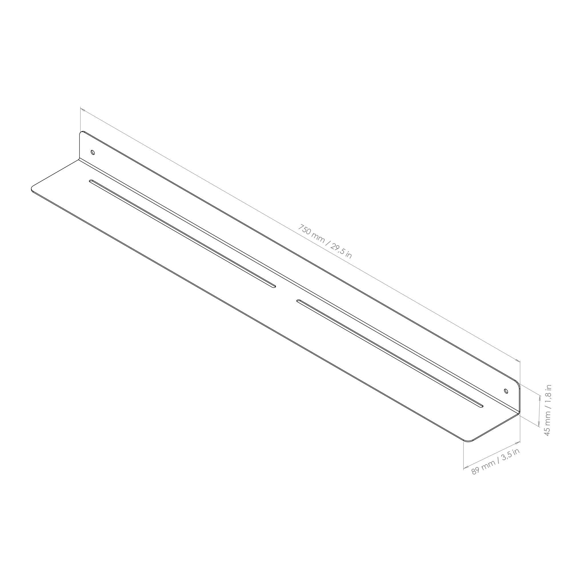 30" shower shelf drawing wall mount