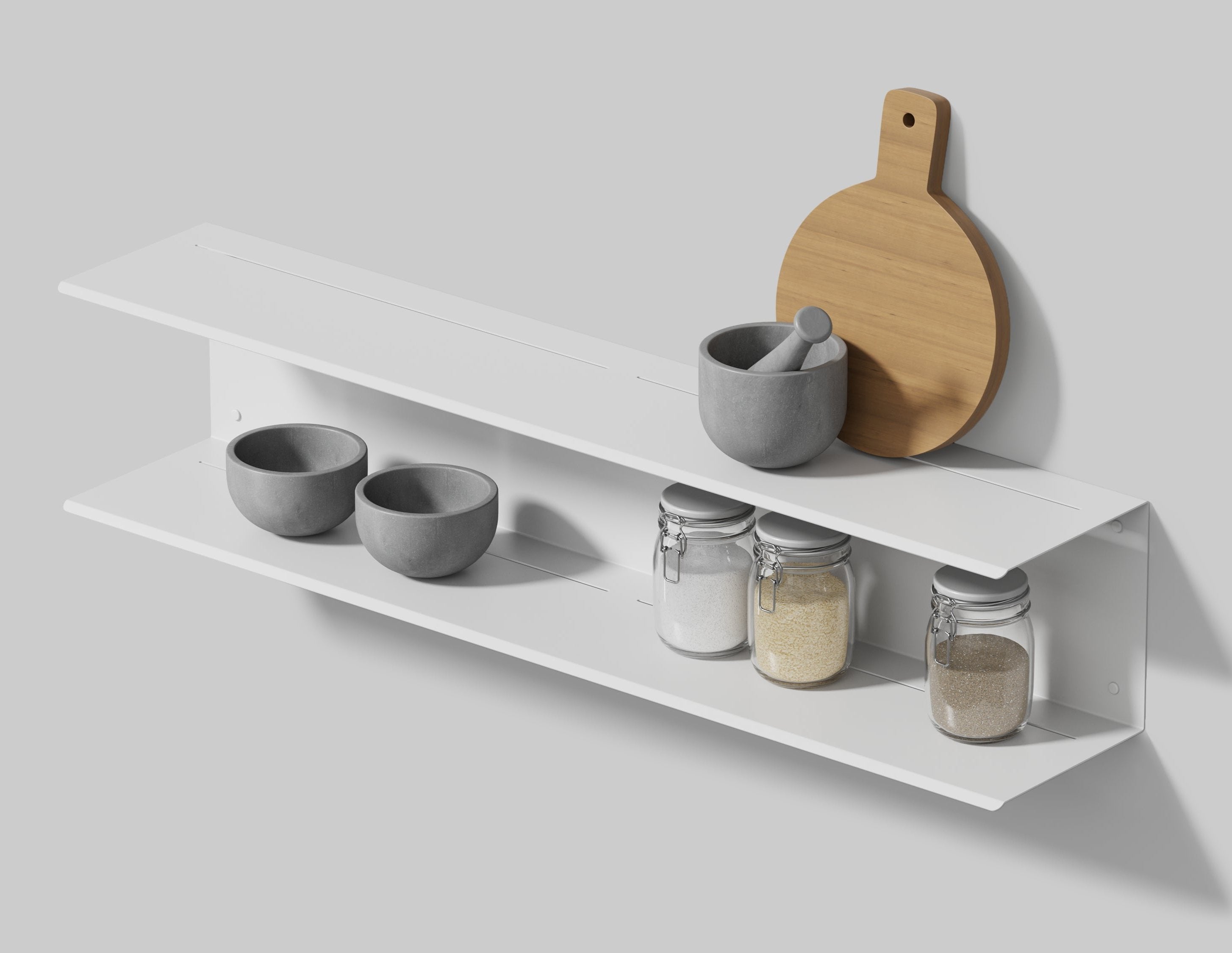 double white shelf for utensils