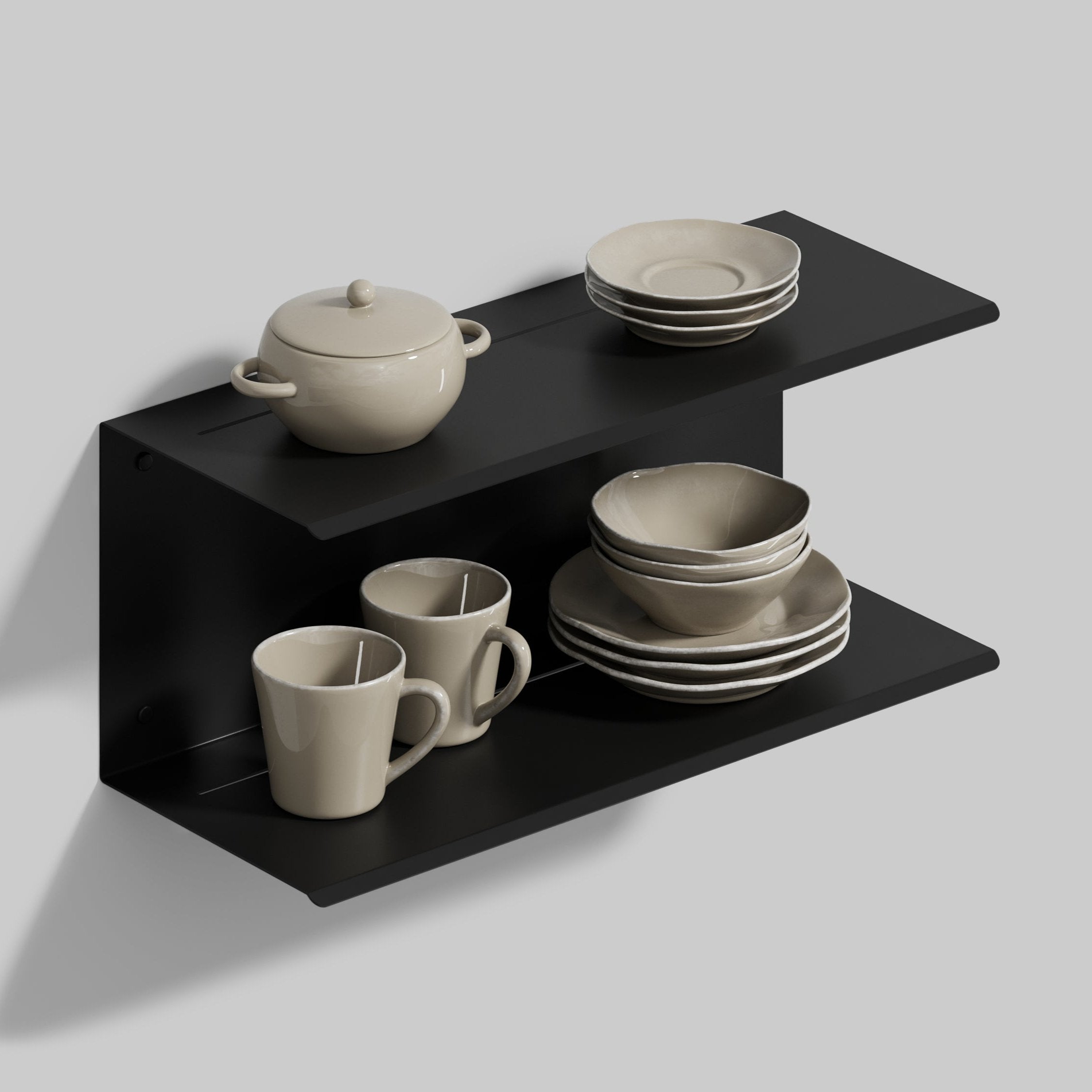 Black wll kitchen shelf for utensils