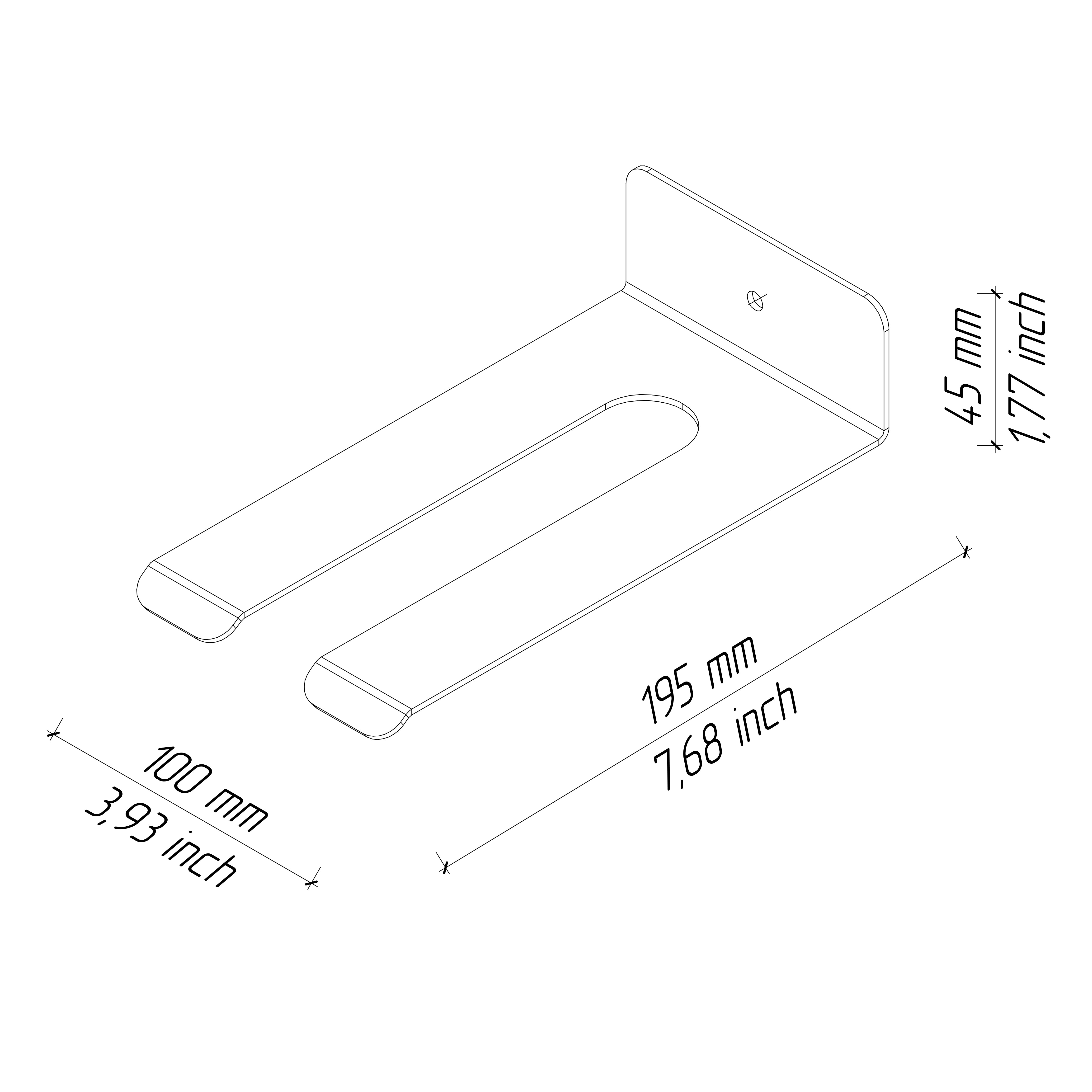 Drawing of a wall holder for 2 glasses of wine