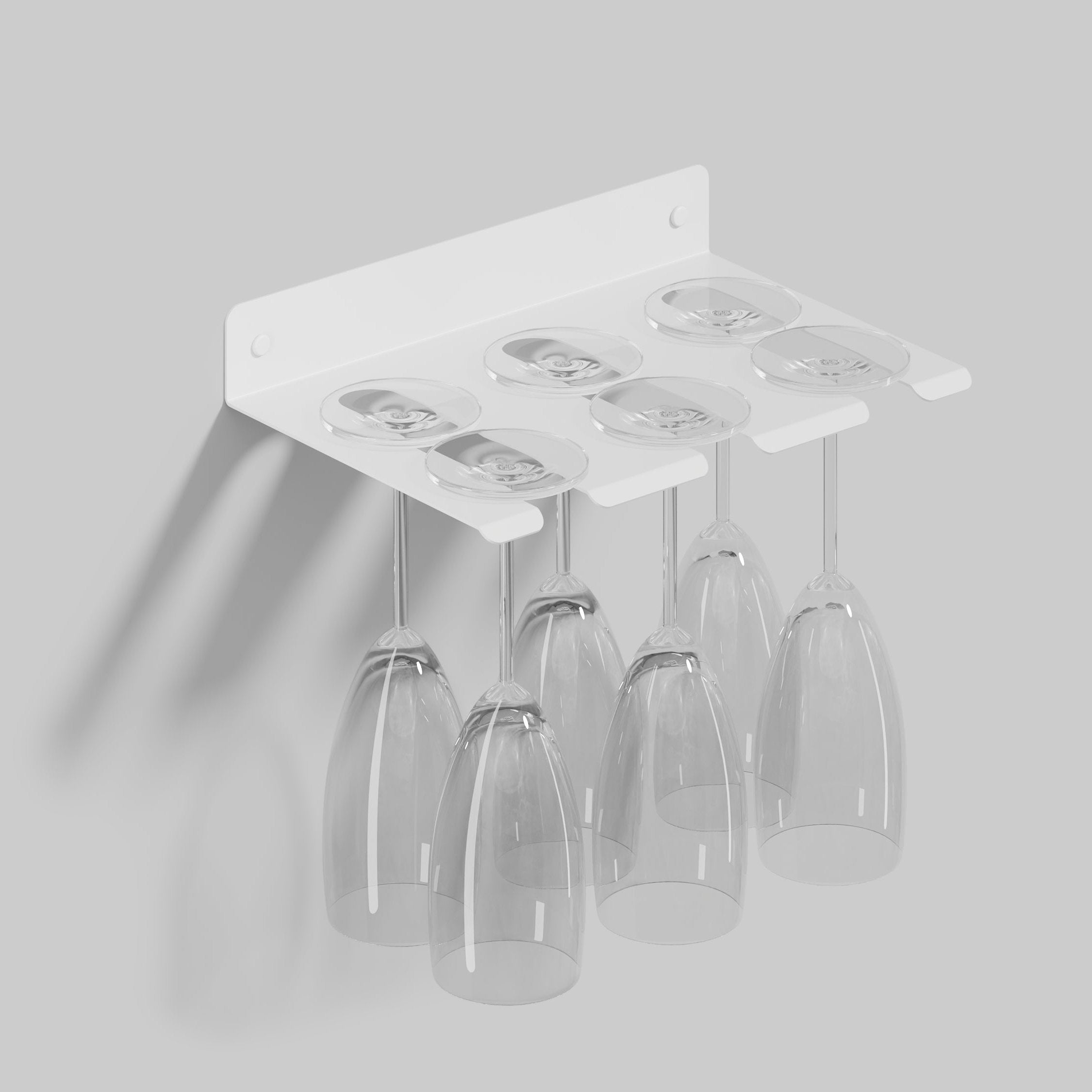 white steel wine slasses rack