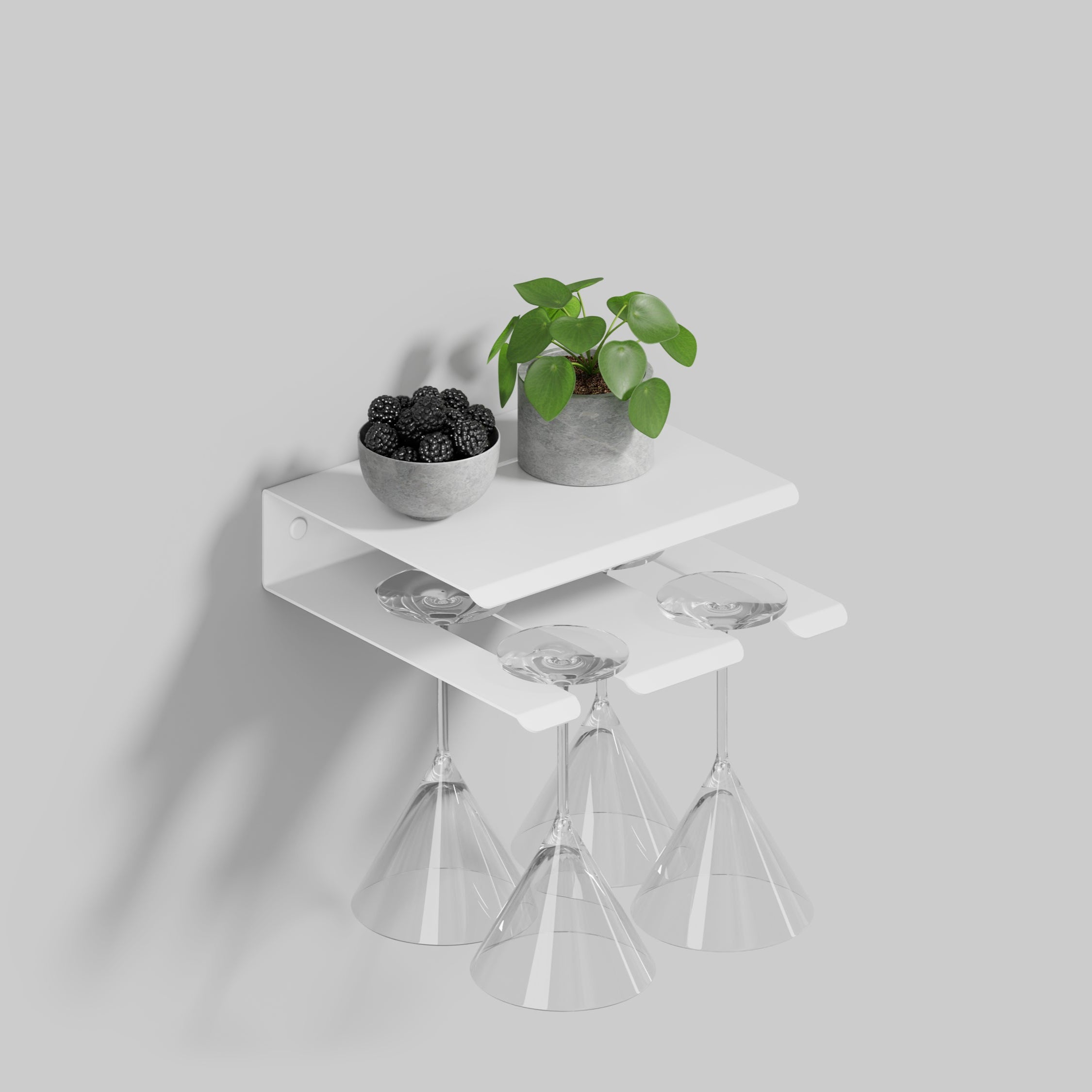 white wall holder for coctail glasses