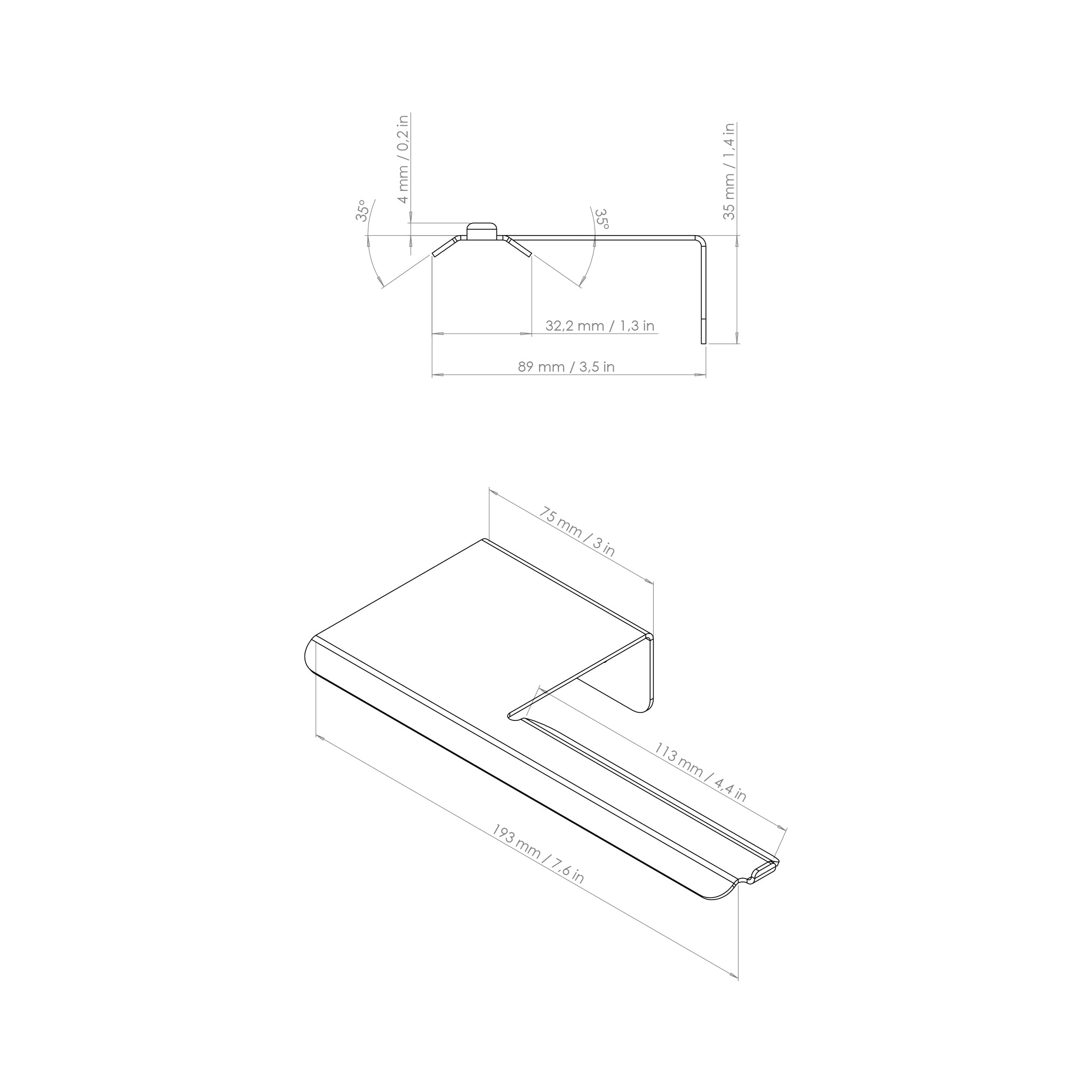 steel toilet paper holder right drawing