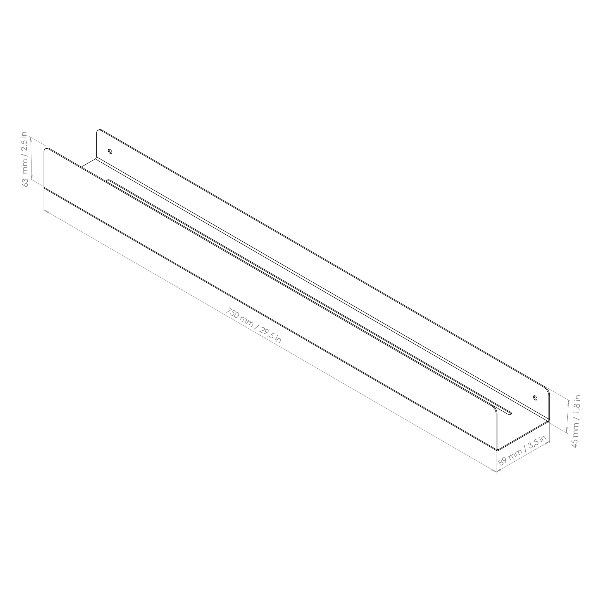 drawing of a metal shelf