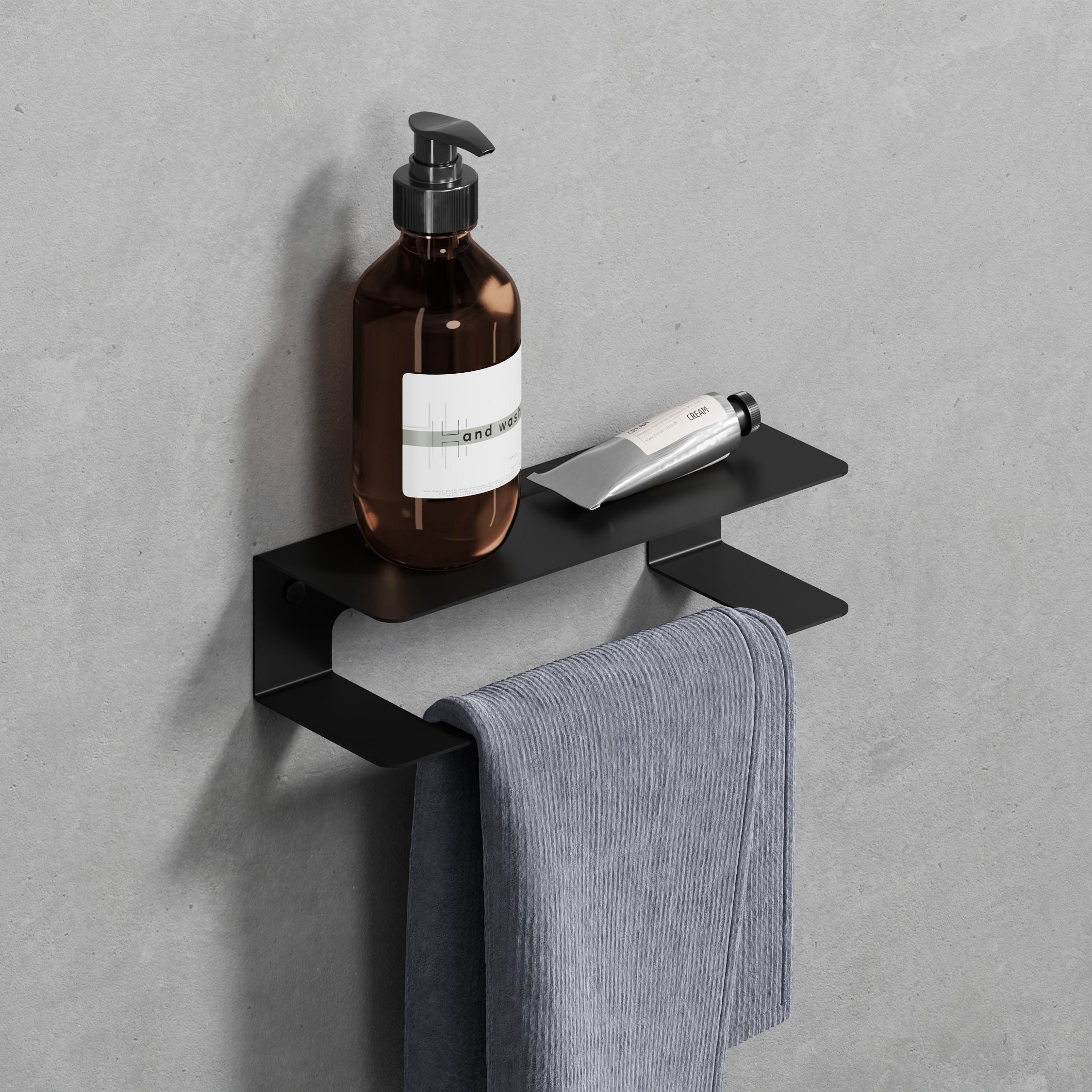 shelf woth towel holder black 25cm