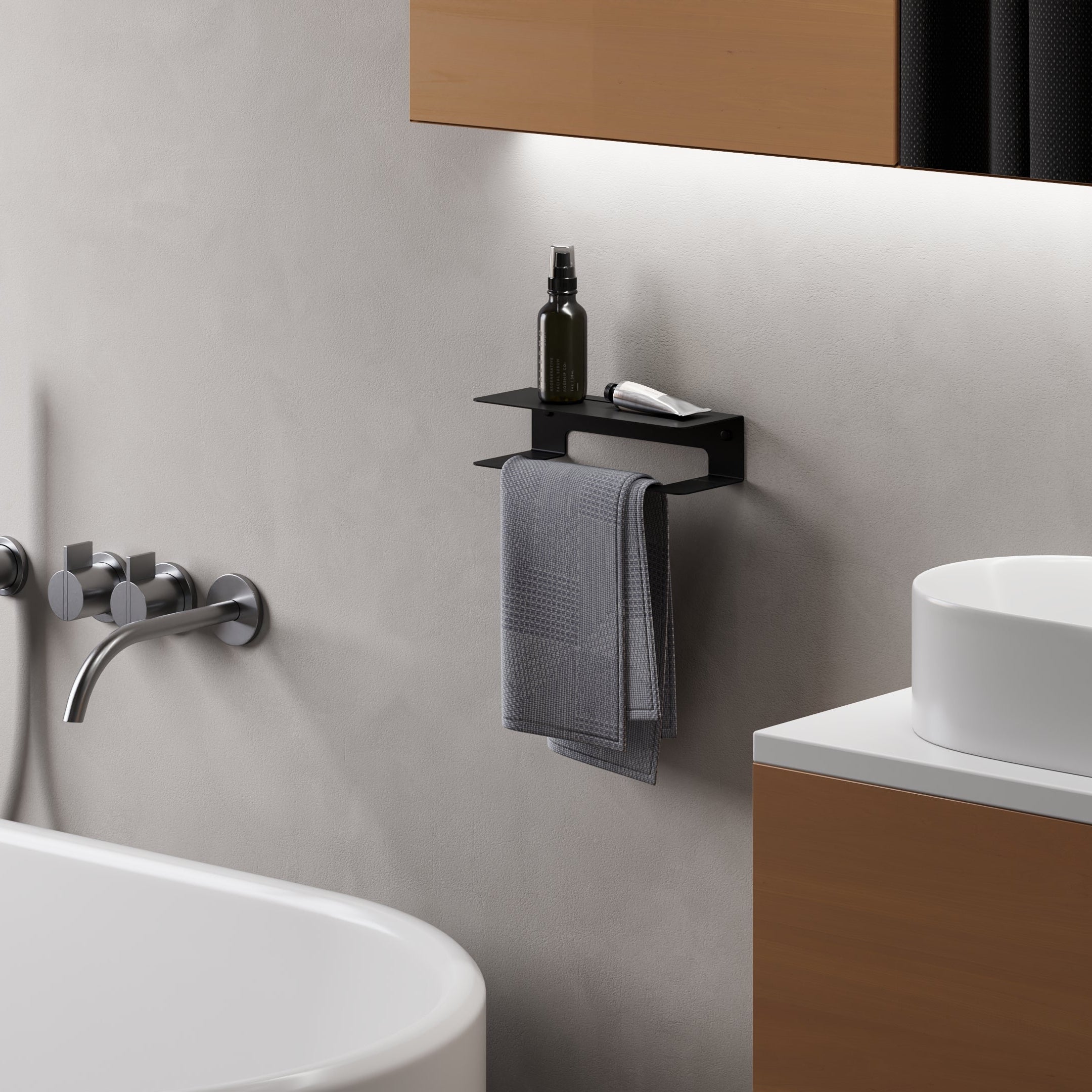 modern bathroom with towel holder