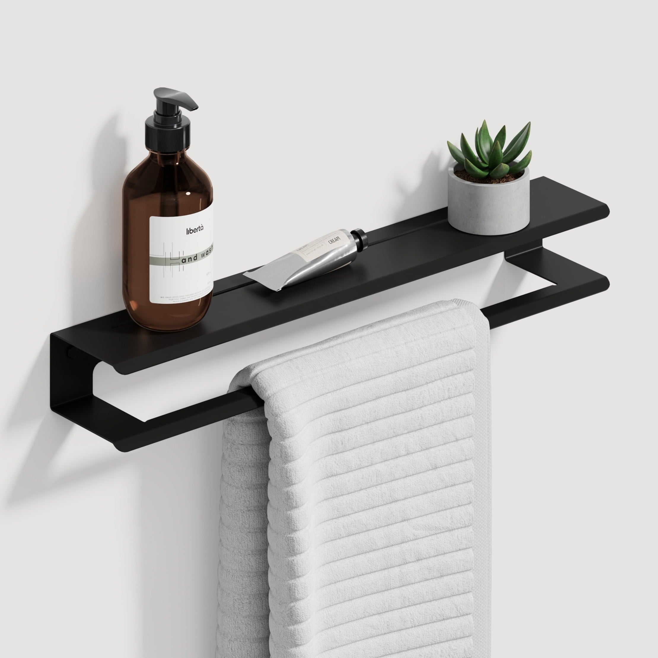 black glossy towel shelf