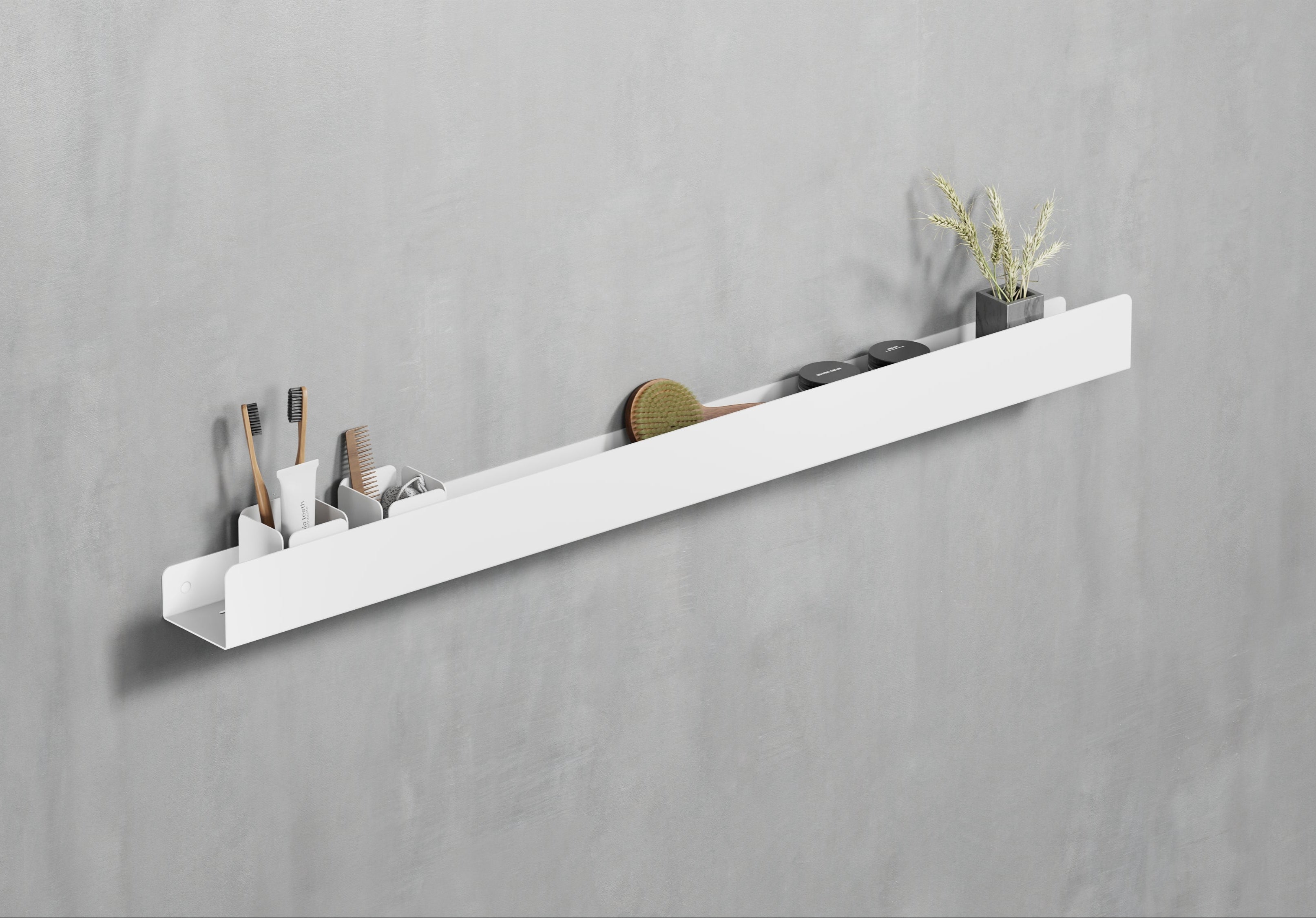 white stell shower shelf