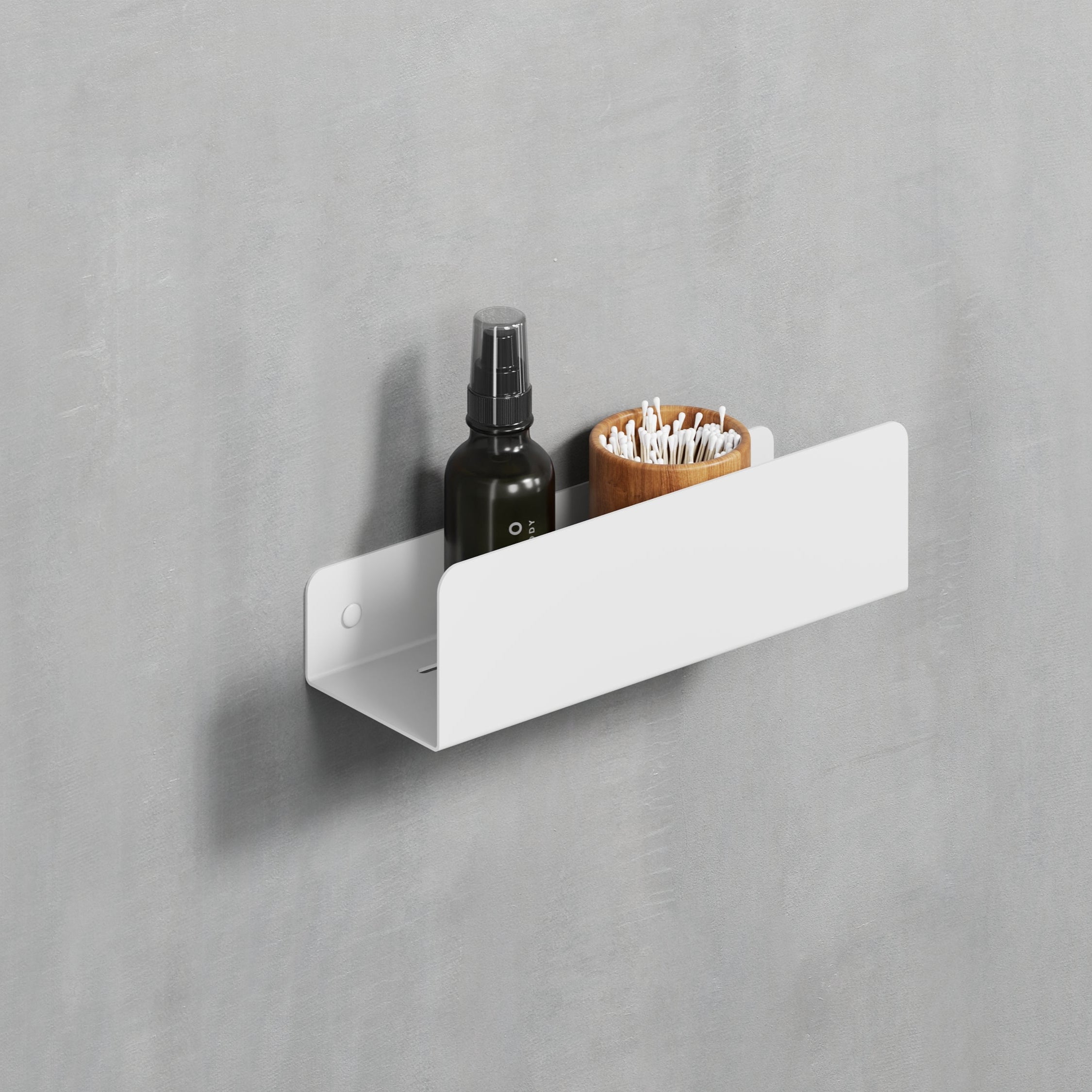 white galvanized shower shelf