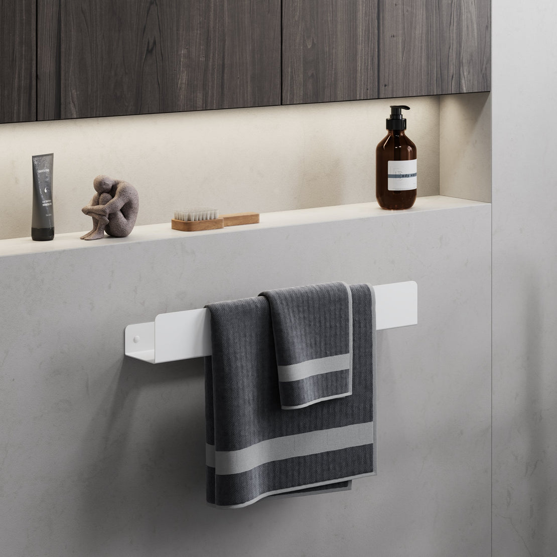 wall towel shelf in the bathroom