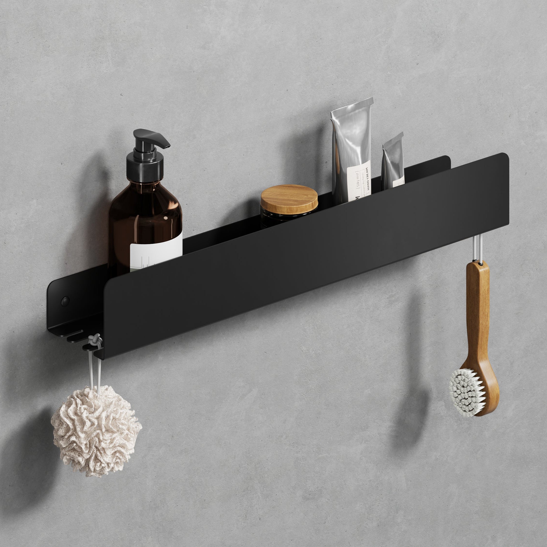 50cm black shelf for shower