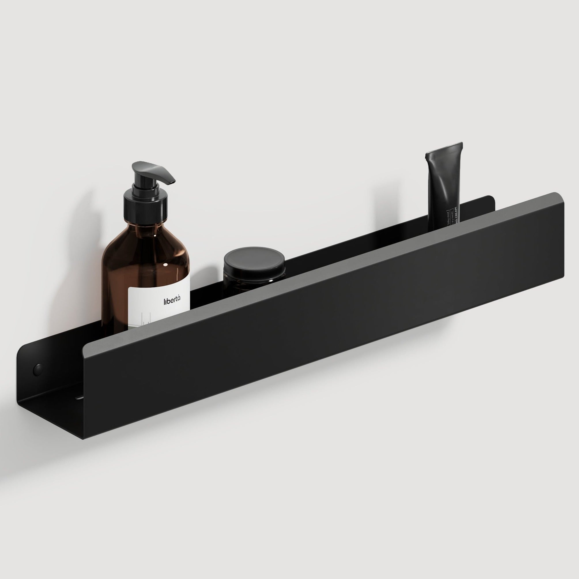 black glossy bath shelf