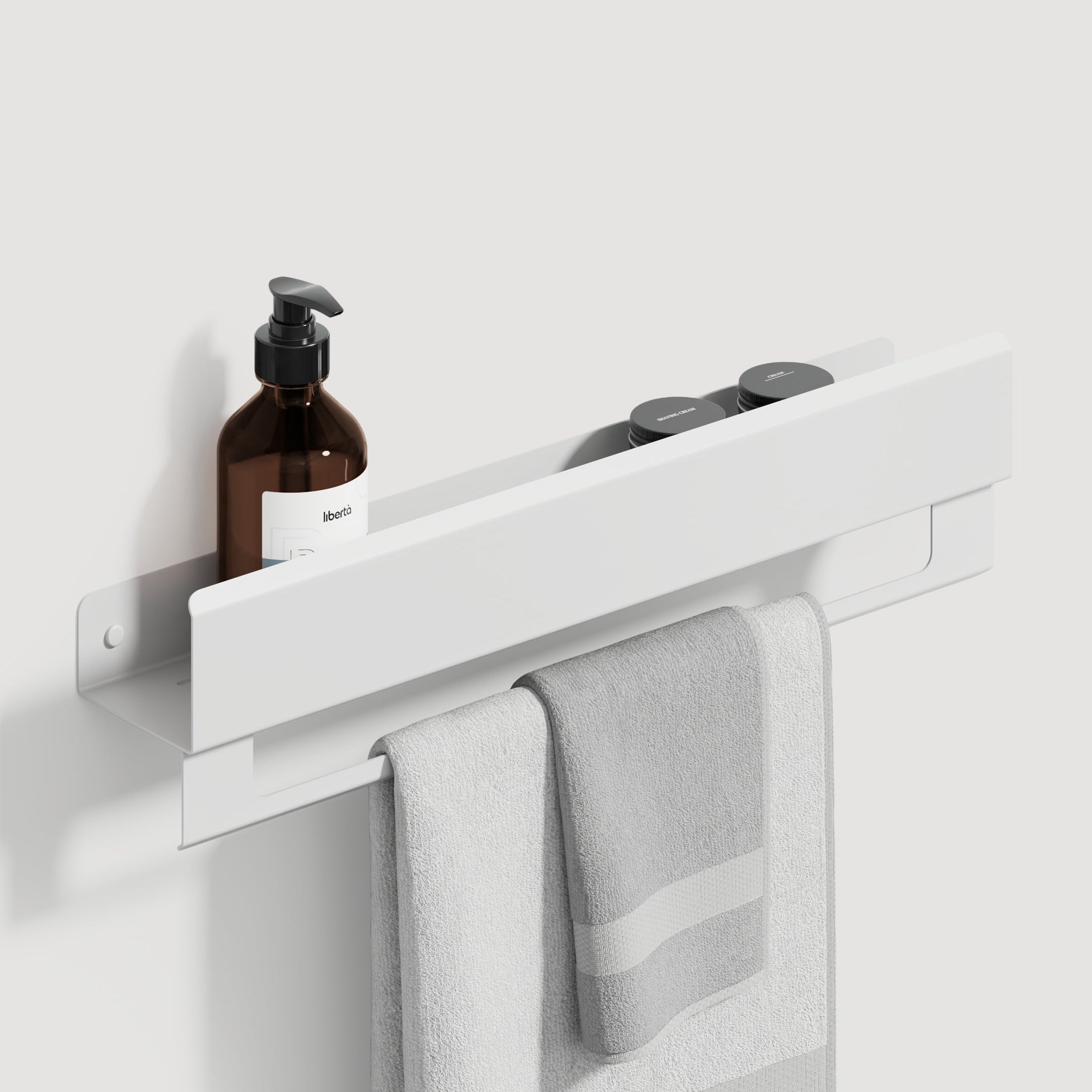 white metal towel rack