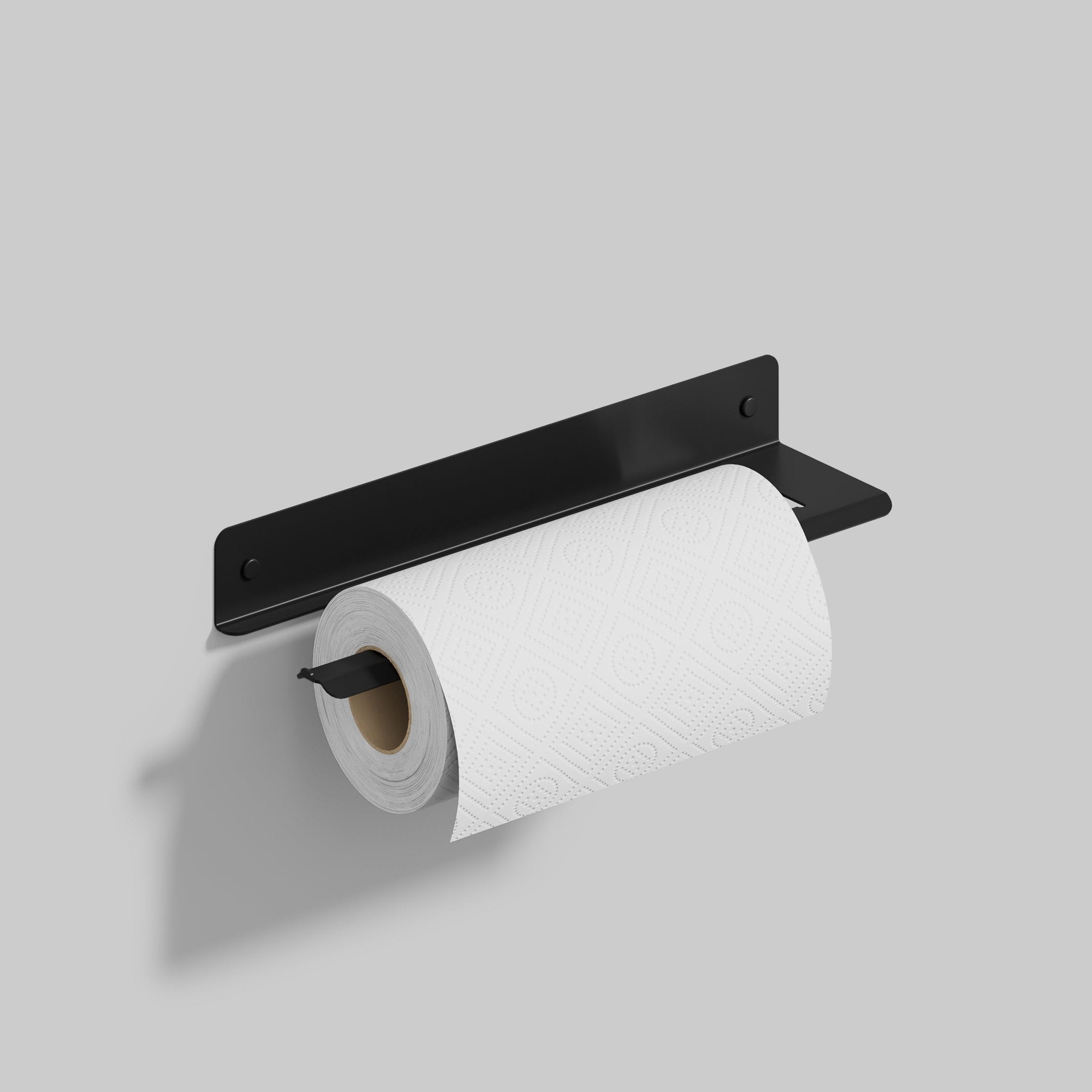 Black steel wall paper towel rack