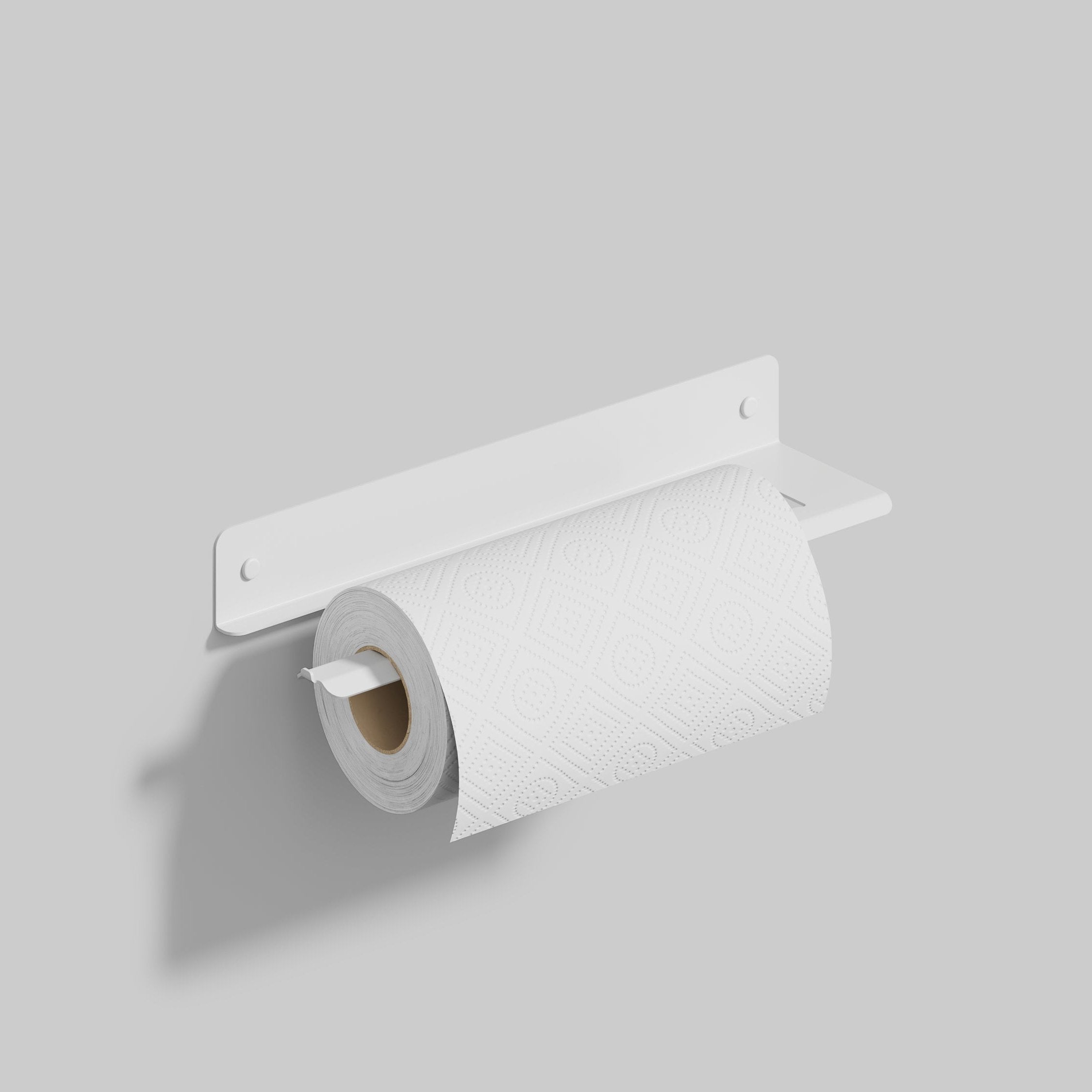 white metal holder for paper towel