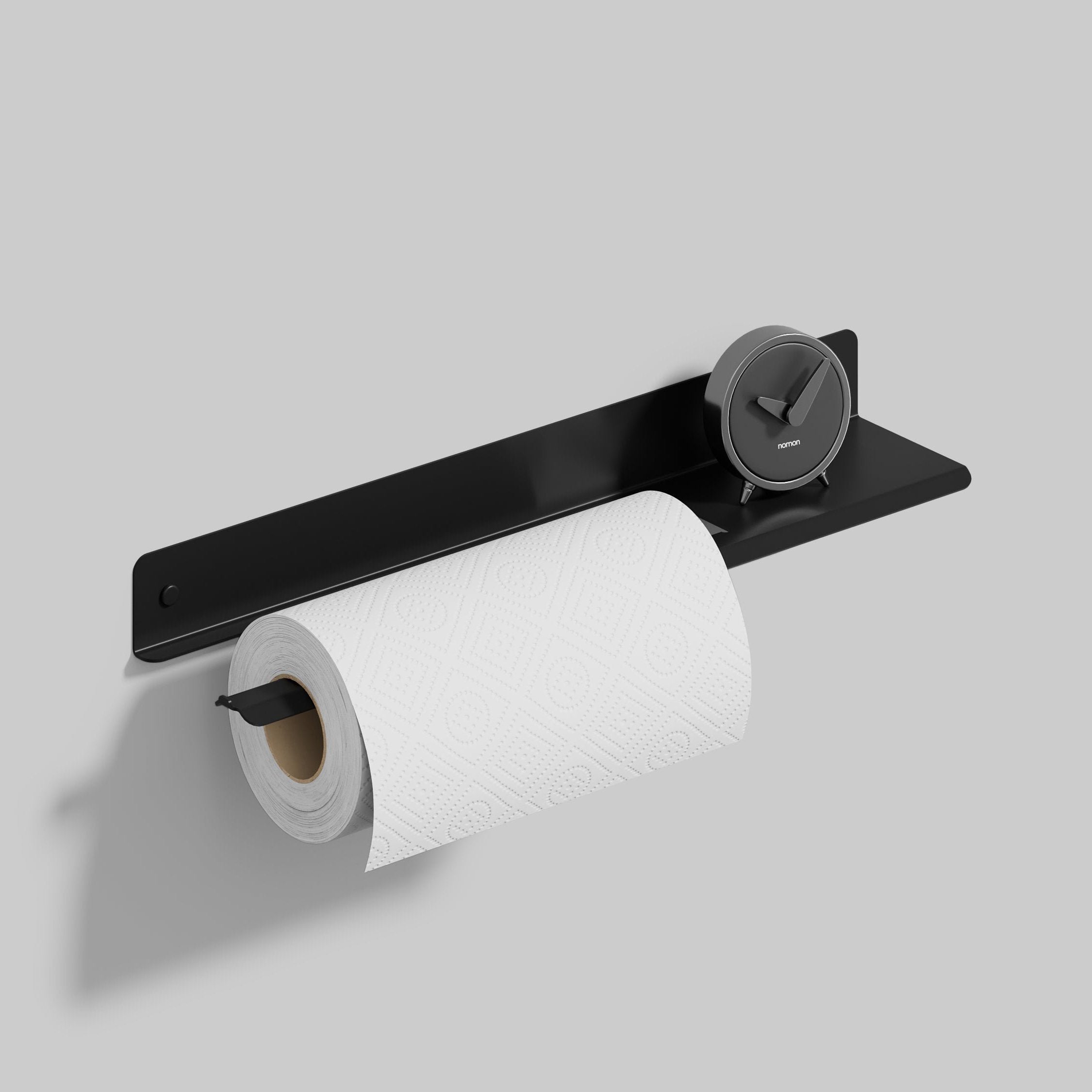 black steel paper towel holder