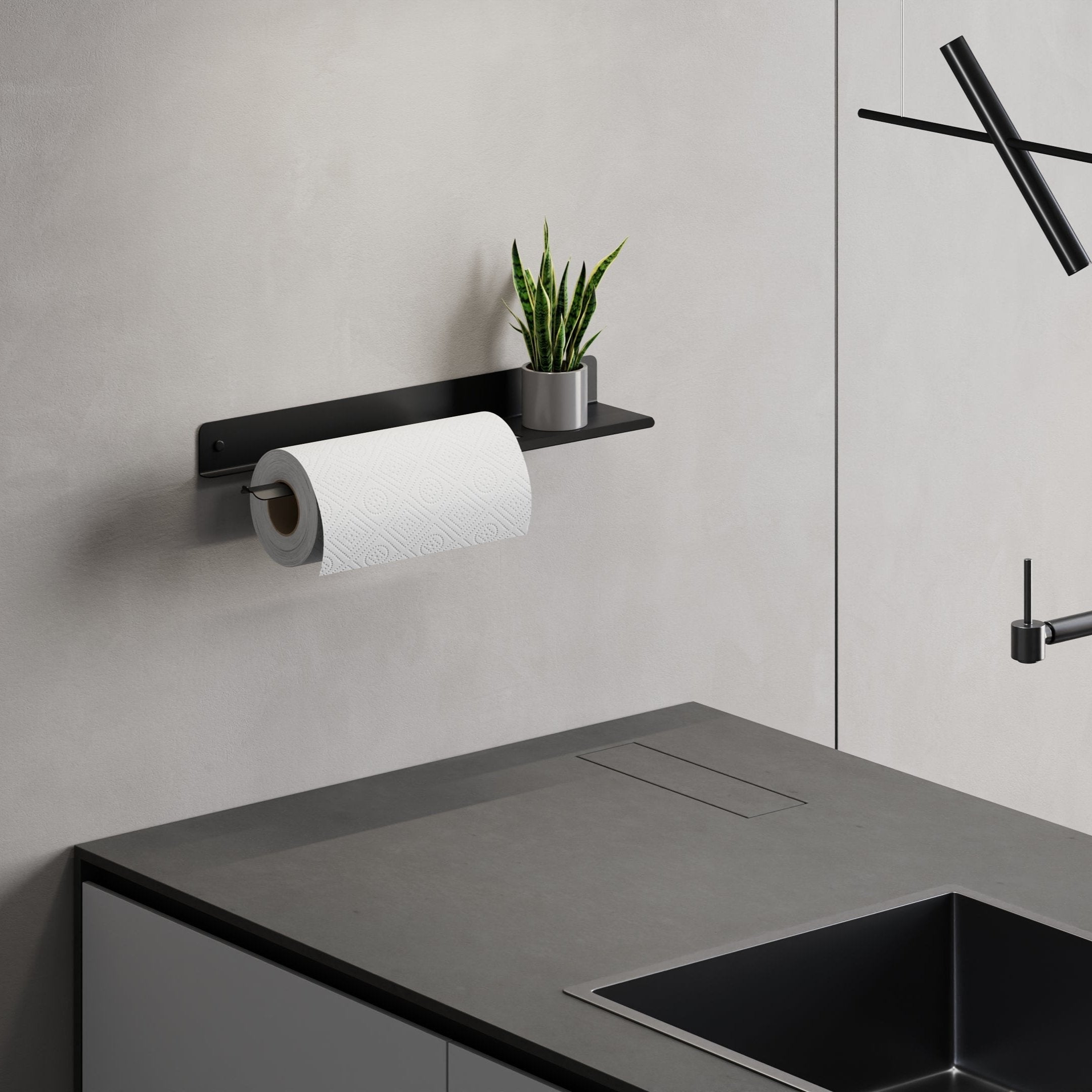 kitchen wall paper towel rack