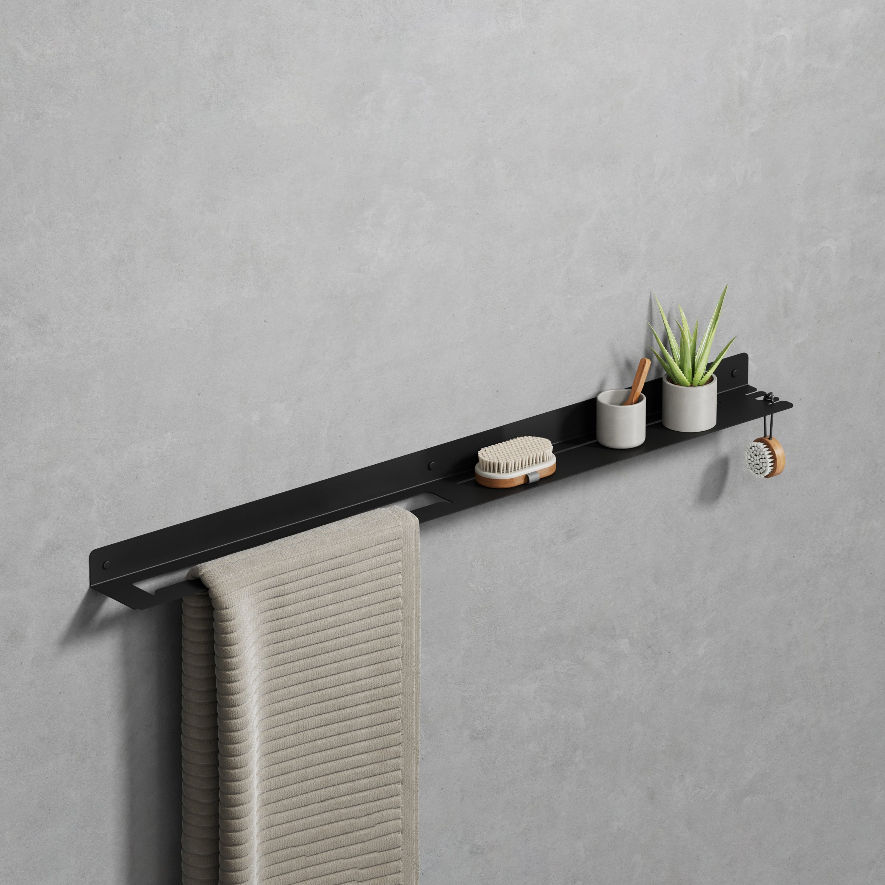 towel shelf left-side with hook 100cm