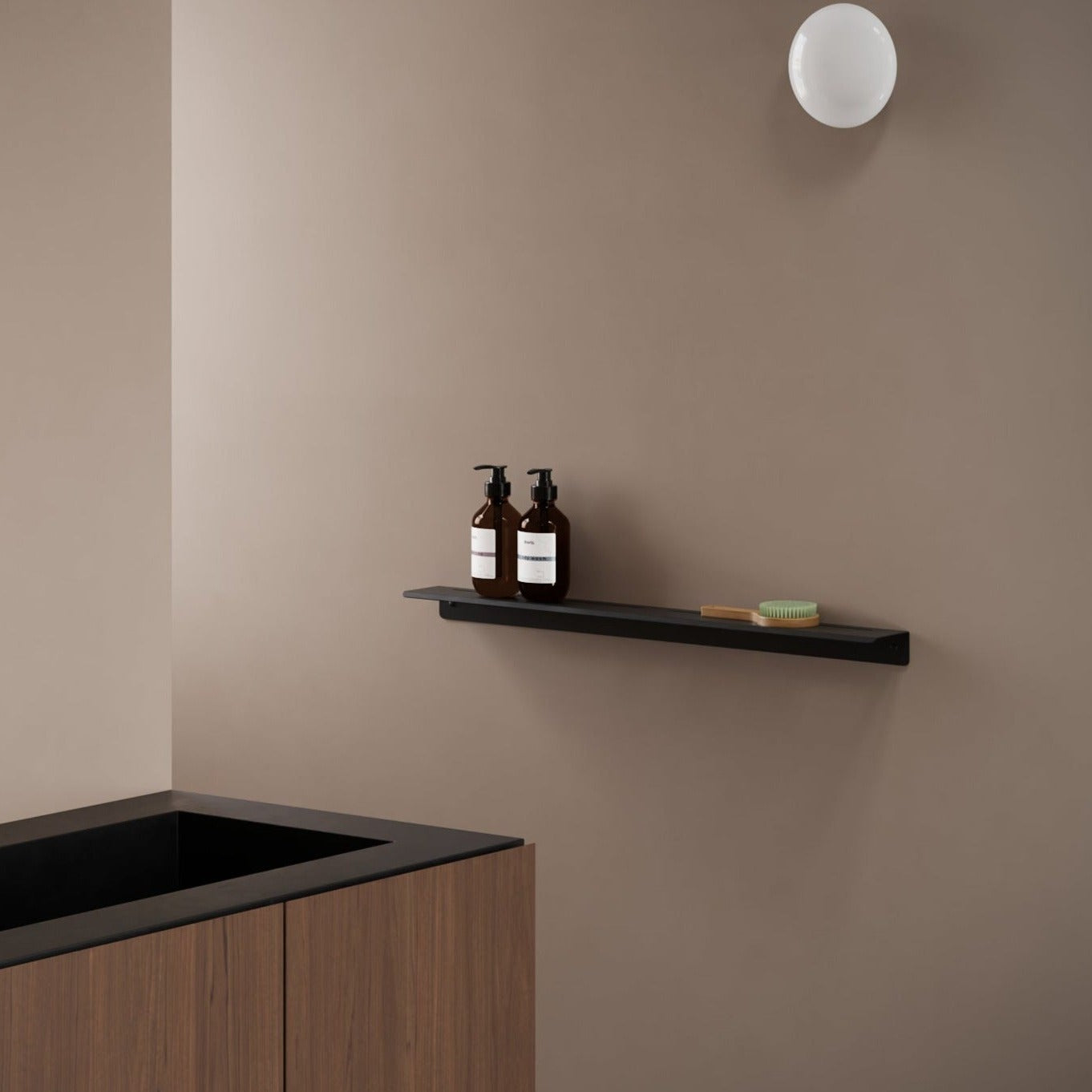 black matte shower shelf