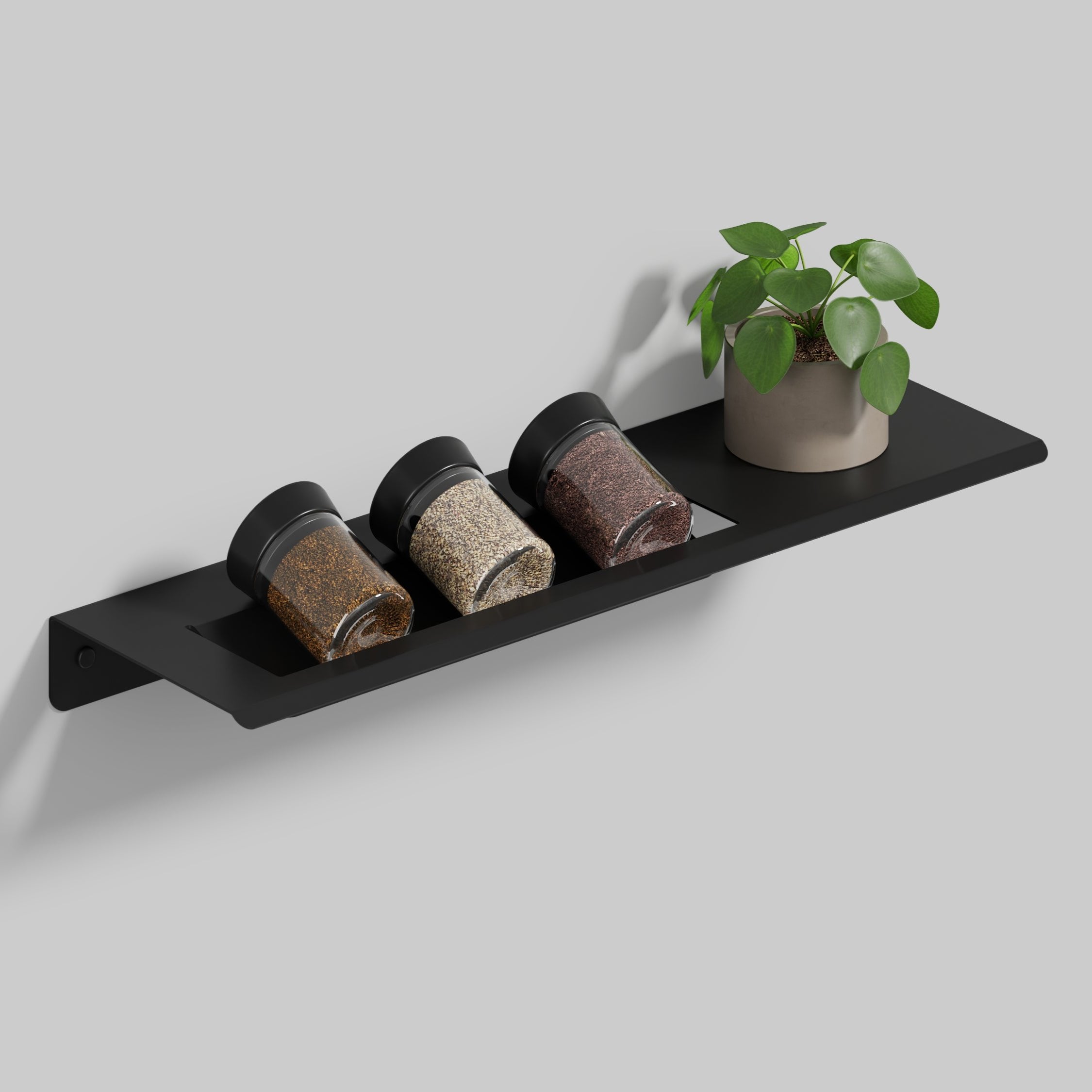 black wall shelf for spice