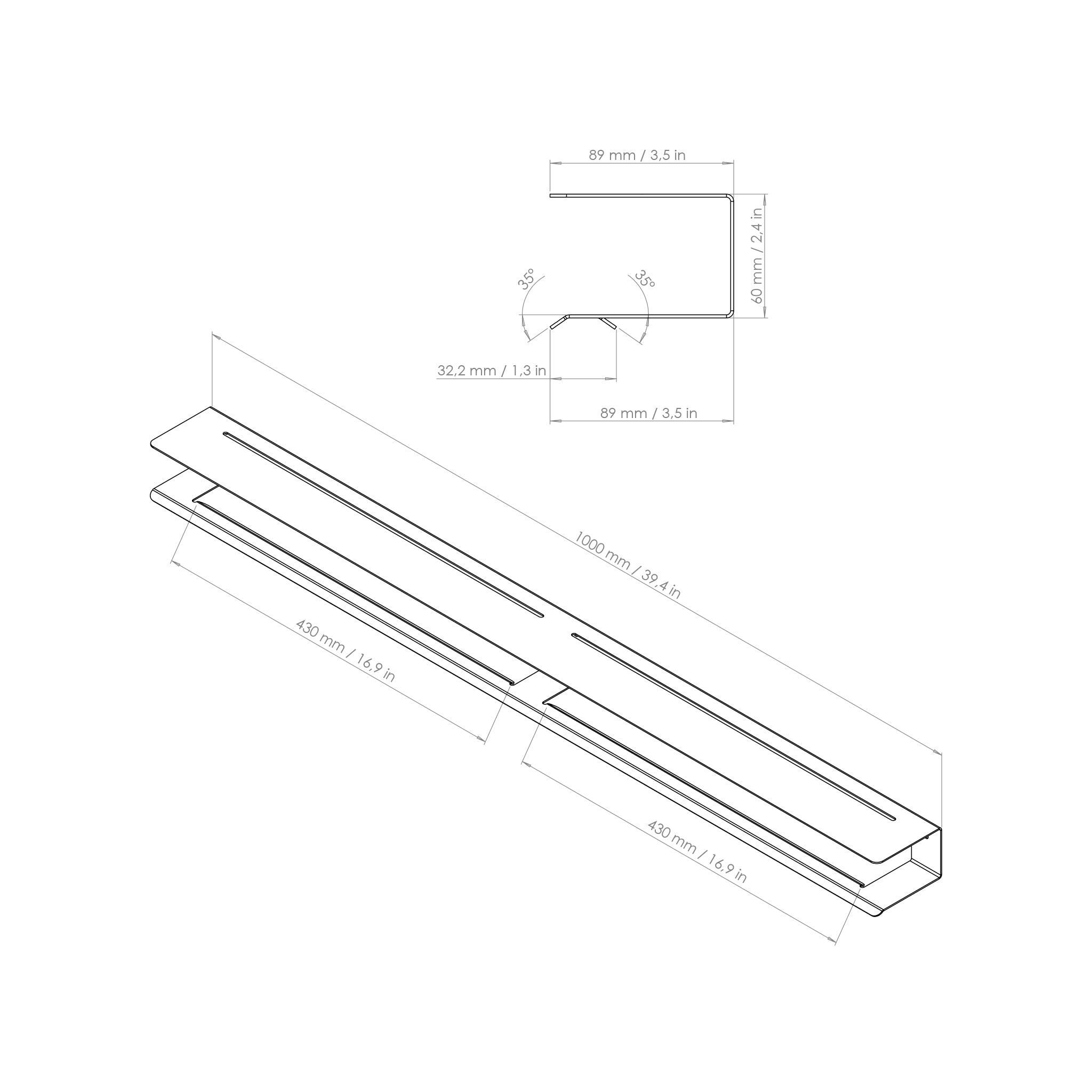 towel holder 100cm drawing