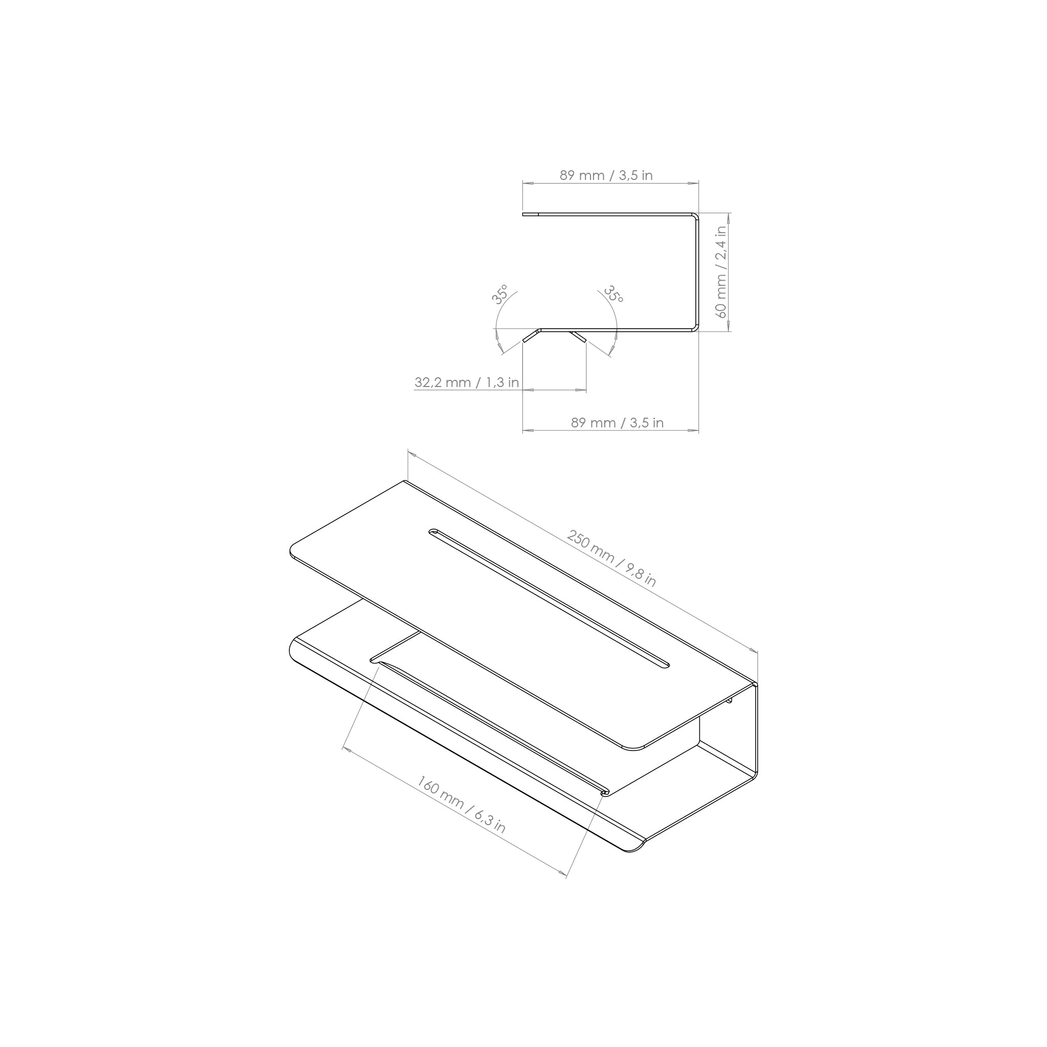 towel holder 250mm drawing