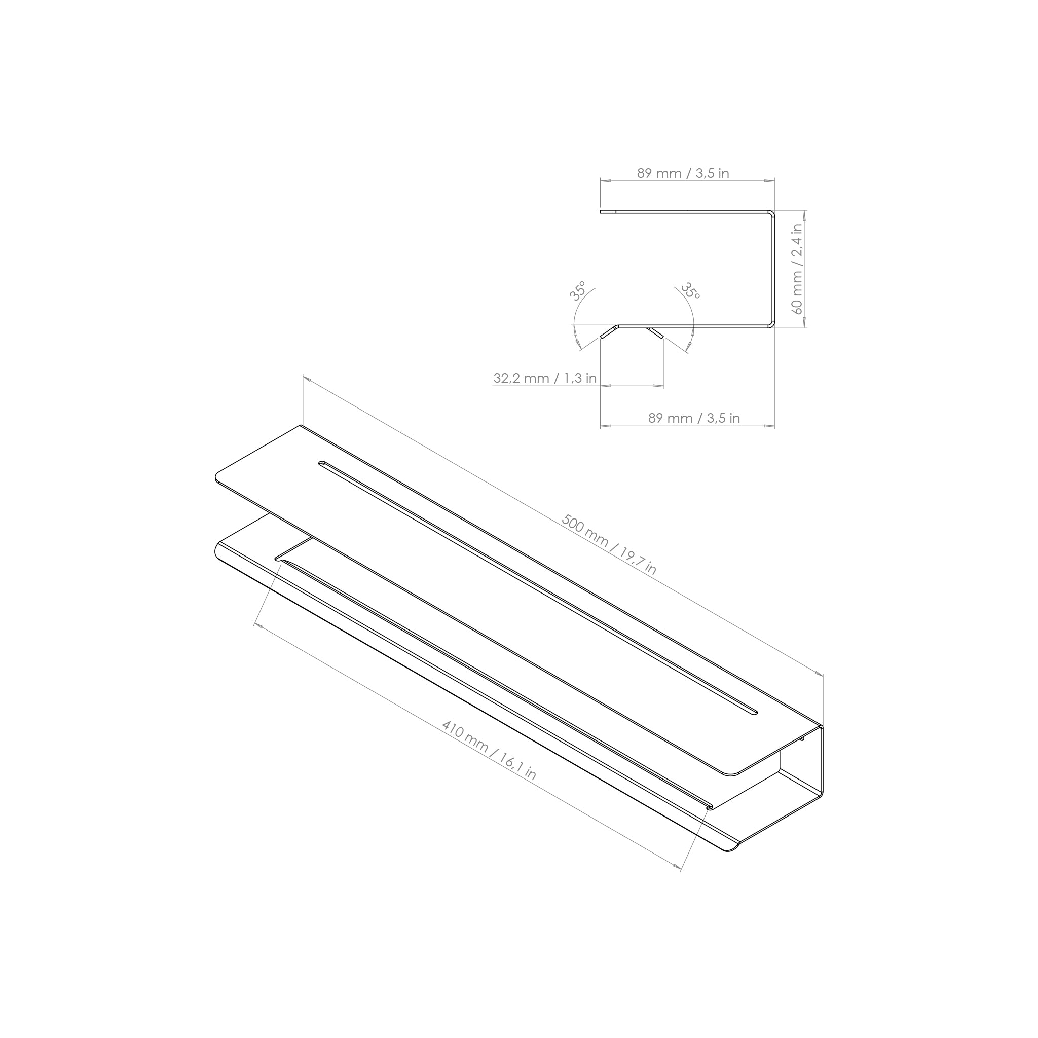 towel holder 500mm drawing