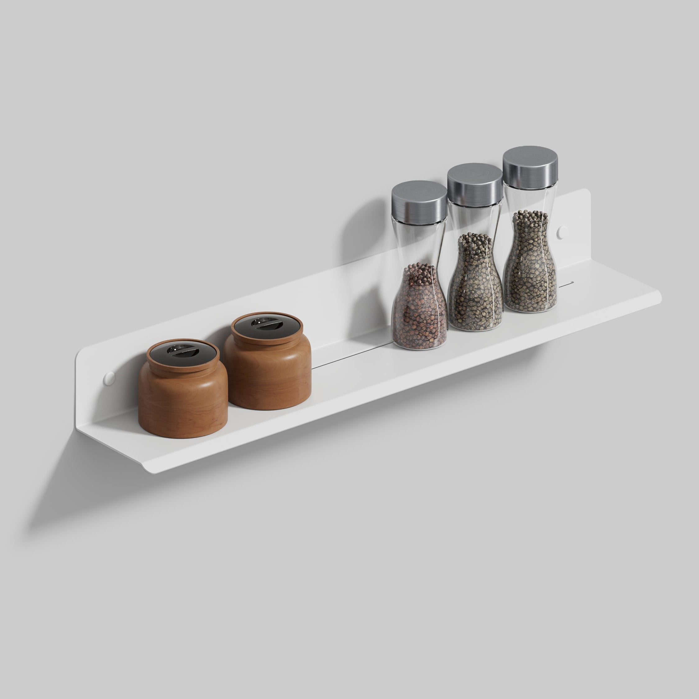 white steel shelf for spice