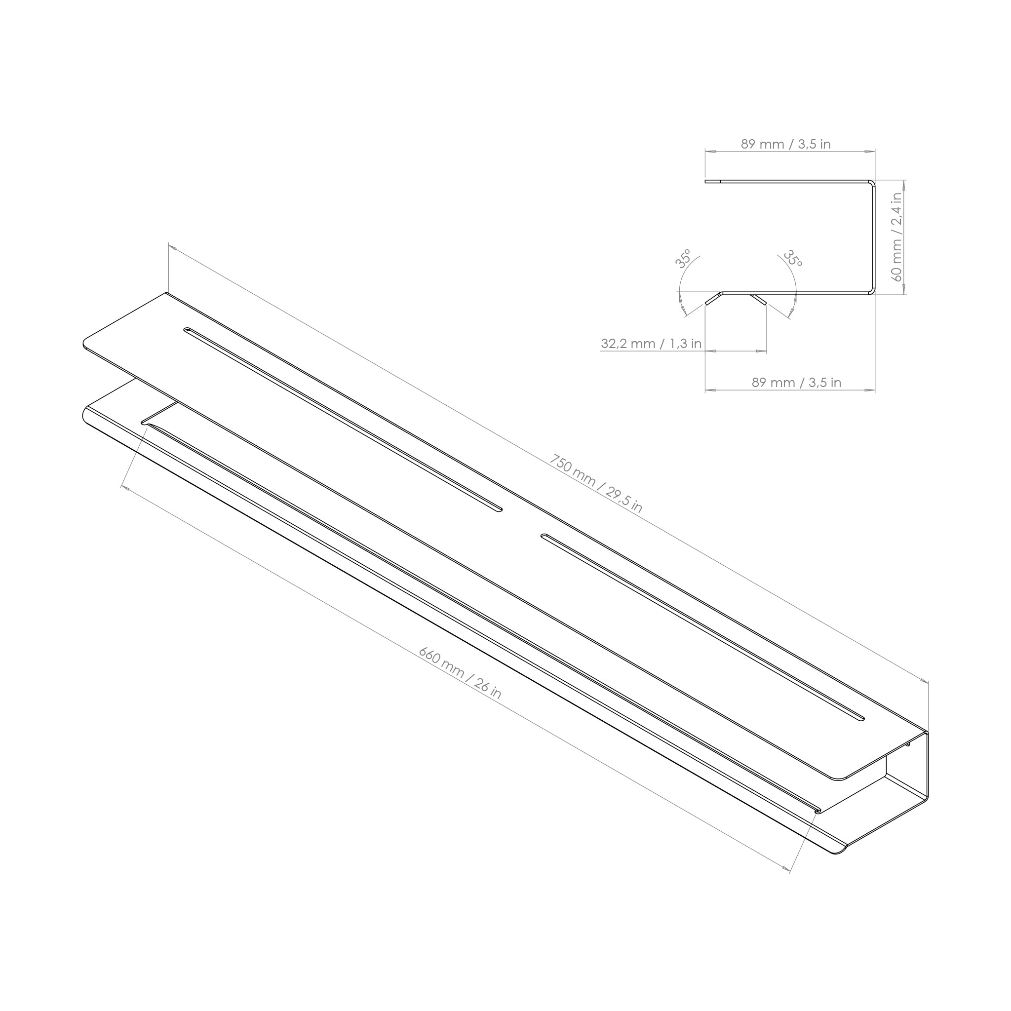 75cm towel holder drawing