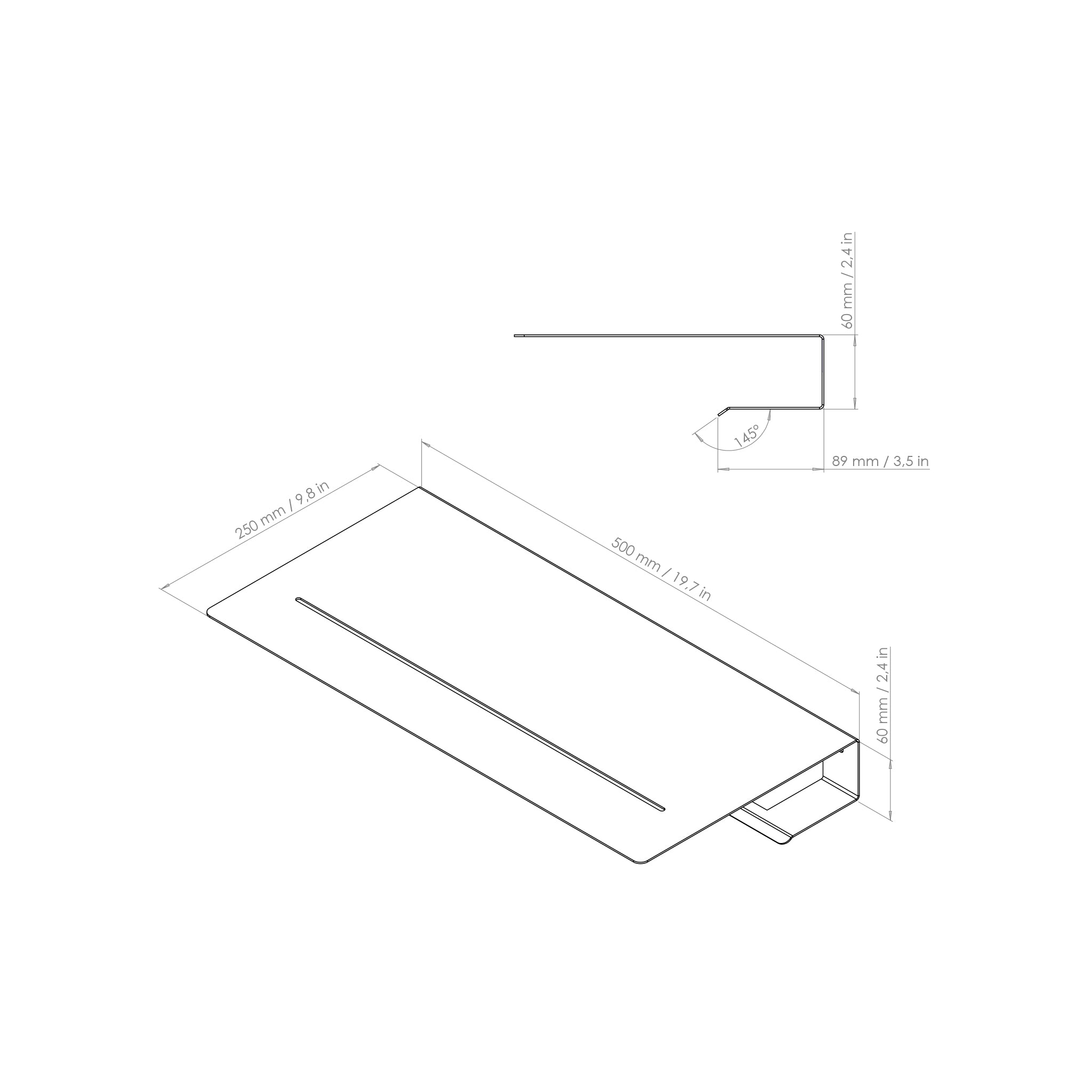 towel rail with shelf drawing