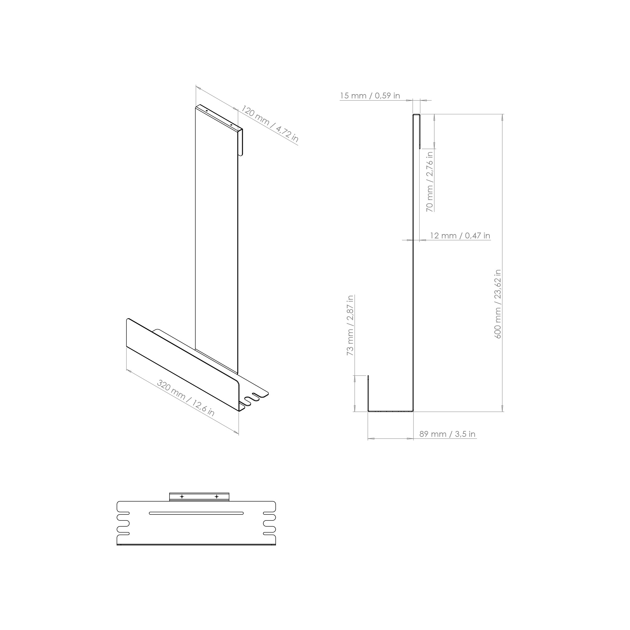 hanging shelf for a shower cabin drawing