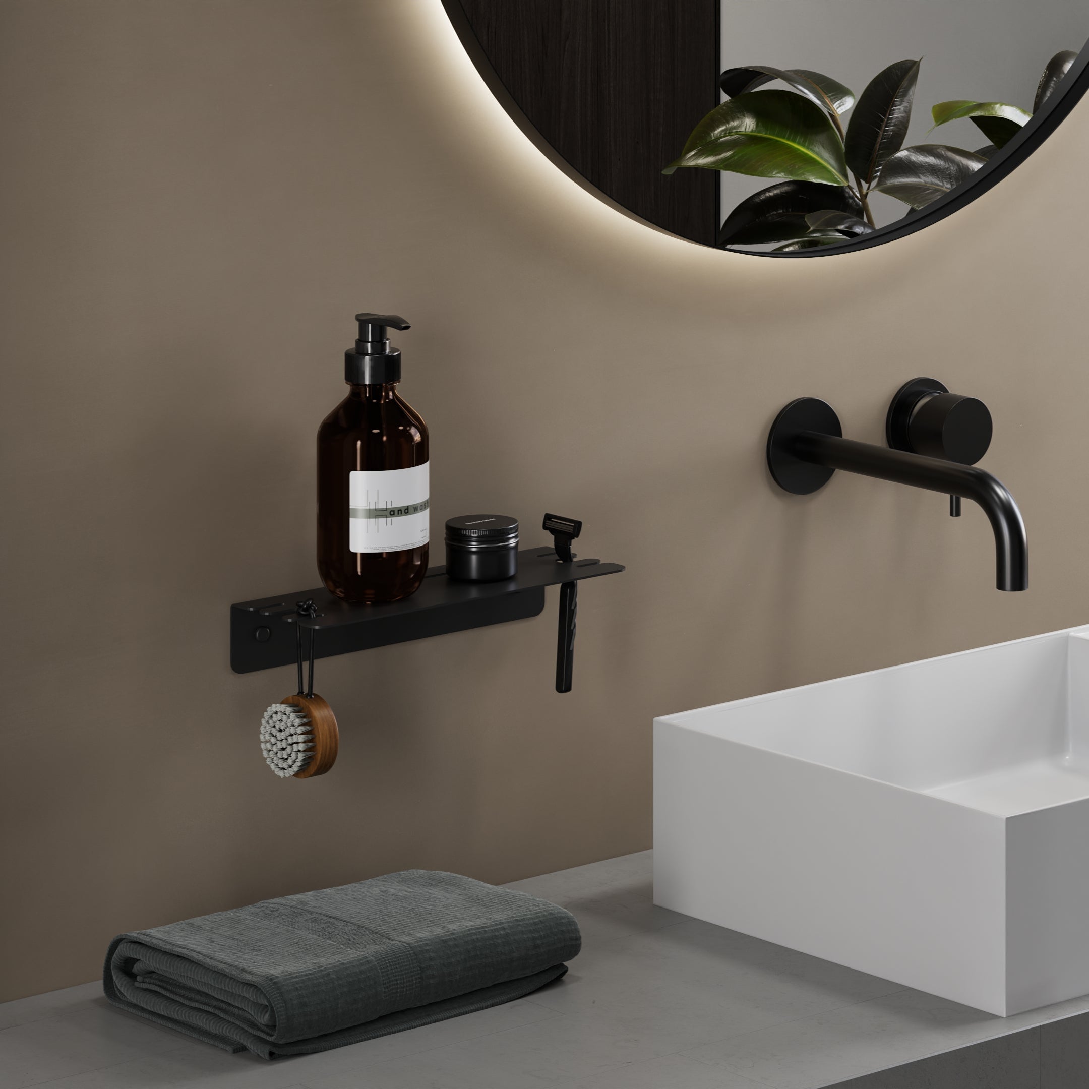 wall shower shlf black 