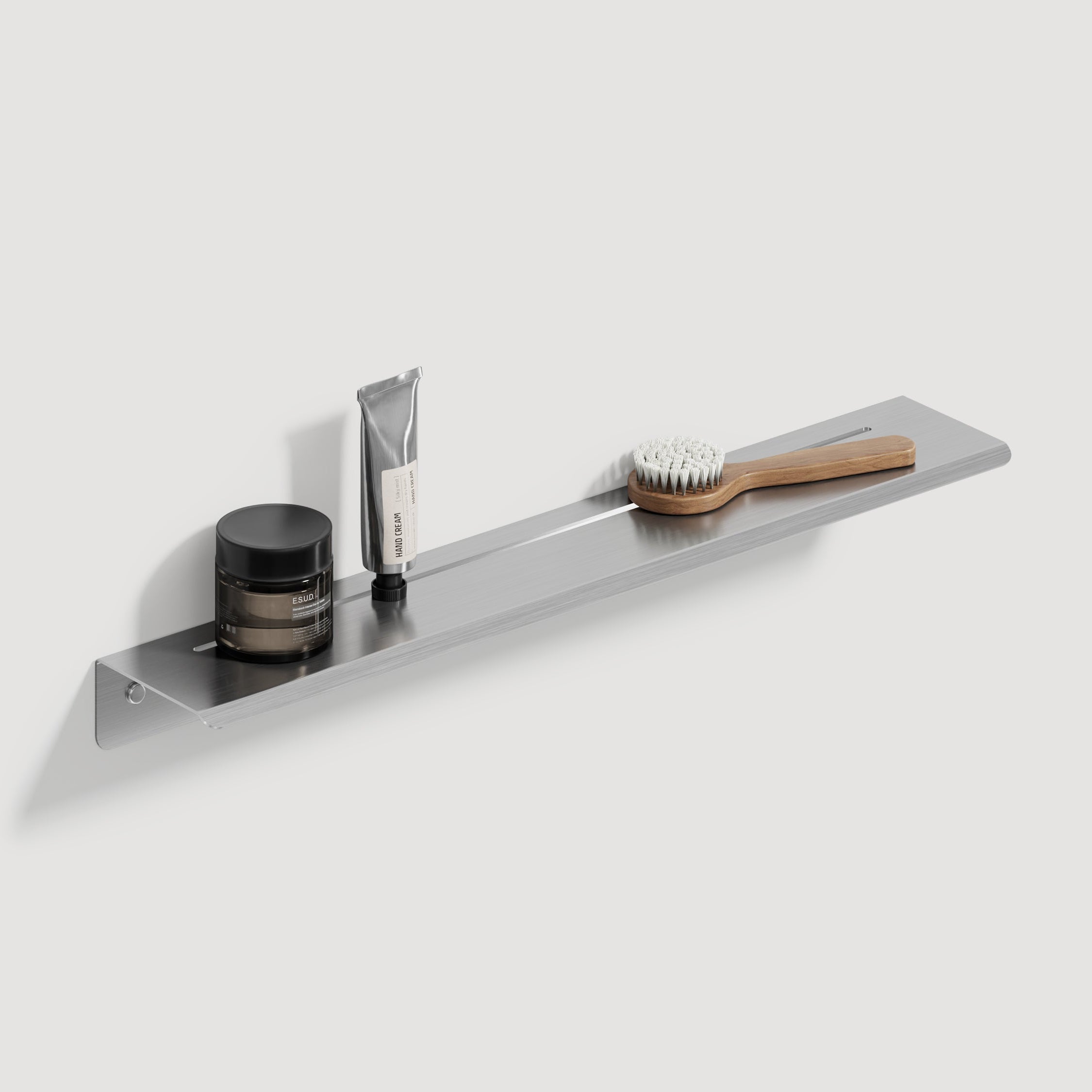 Brushed steel shower shelf 500mm