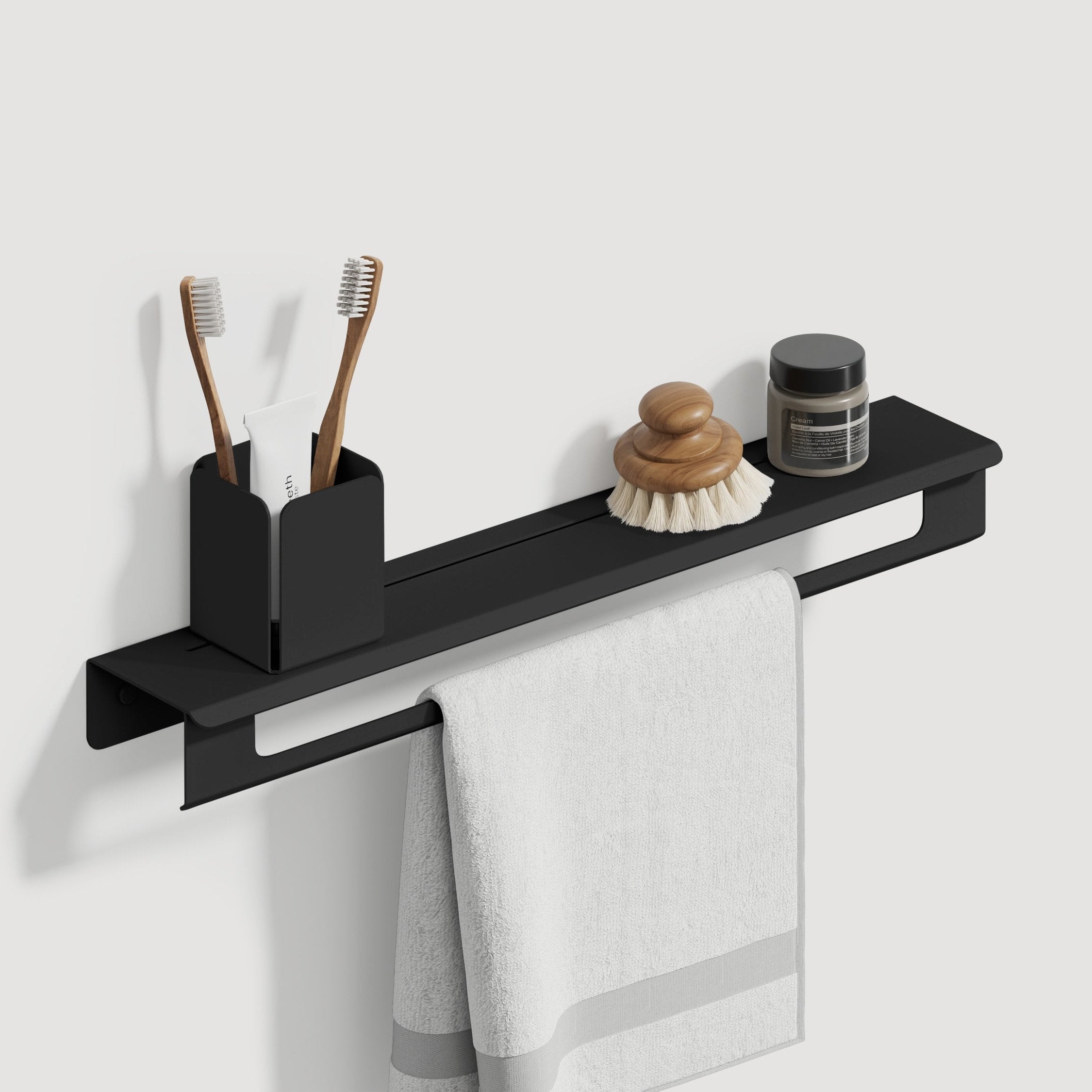 Metal towel holdet with shelf Slim