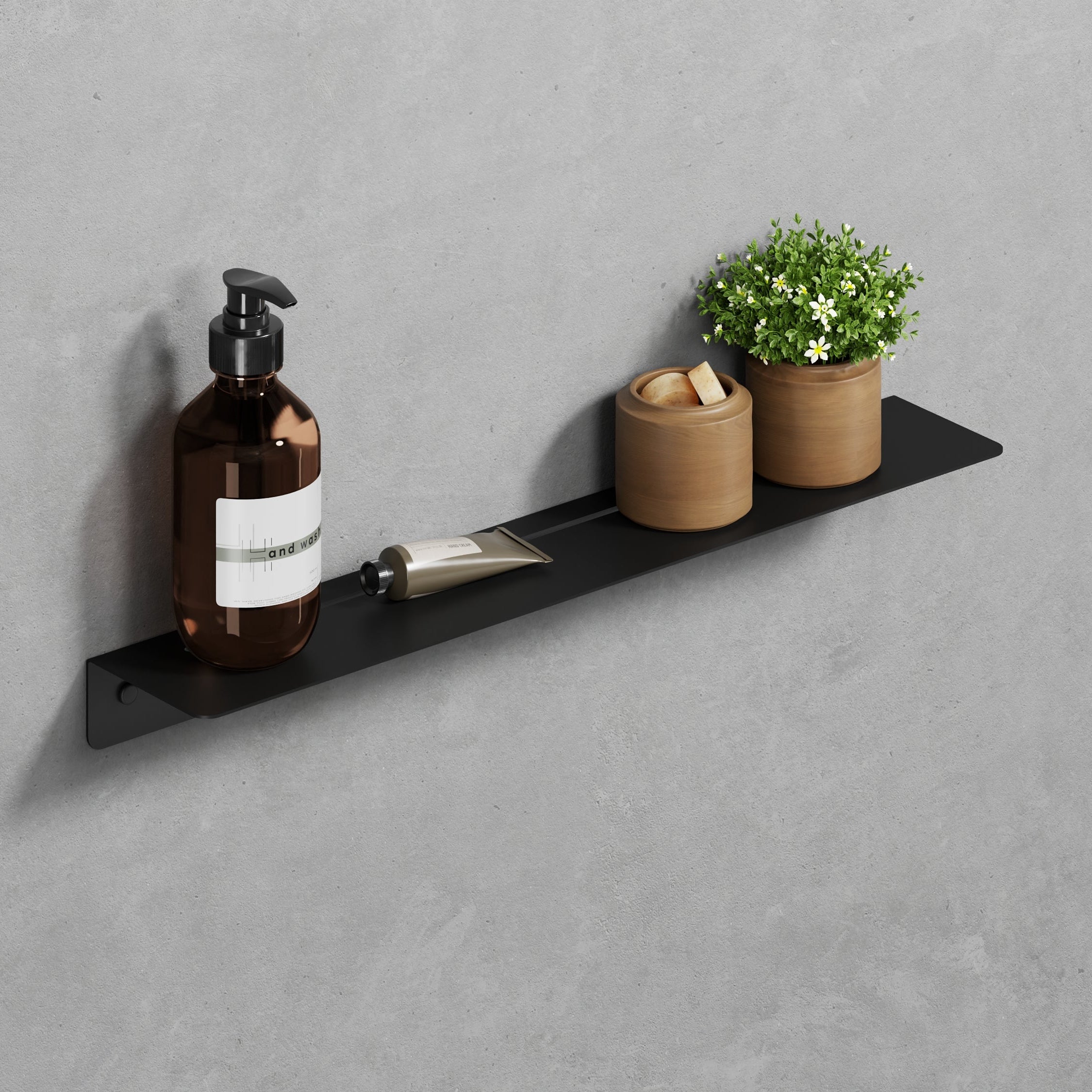 black steel shower shelf 50cm