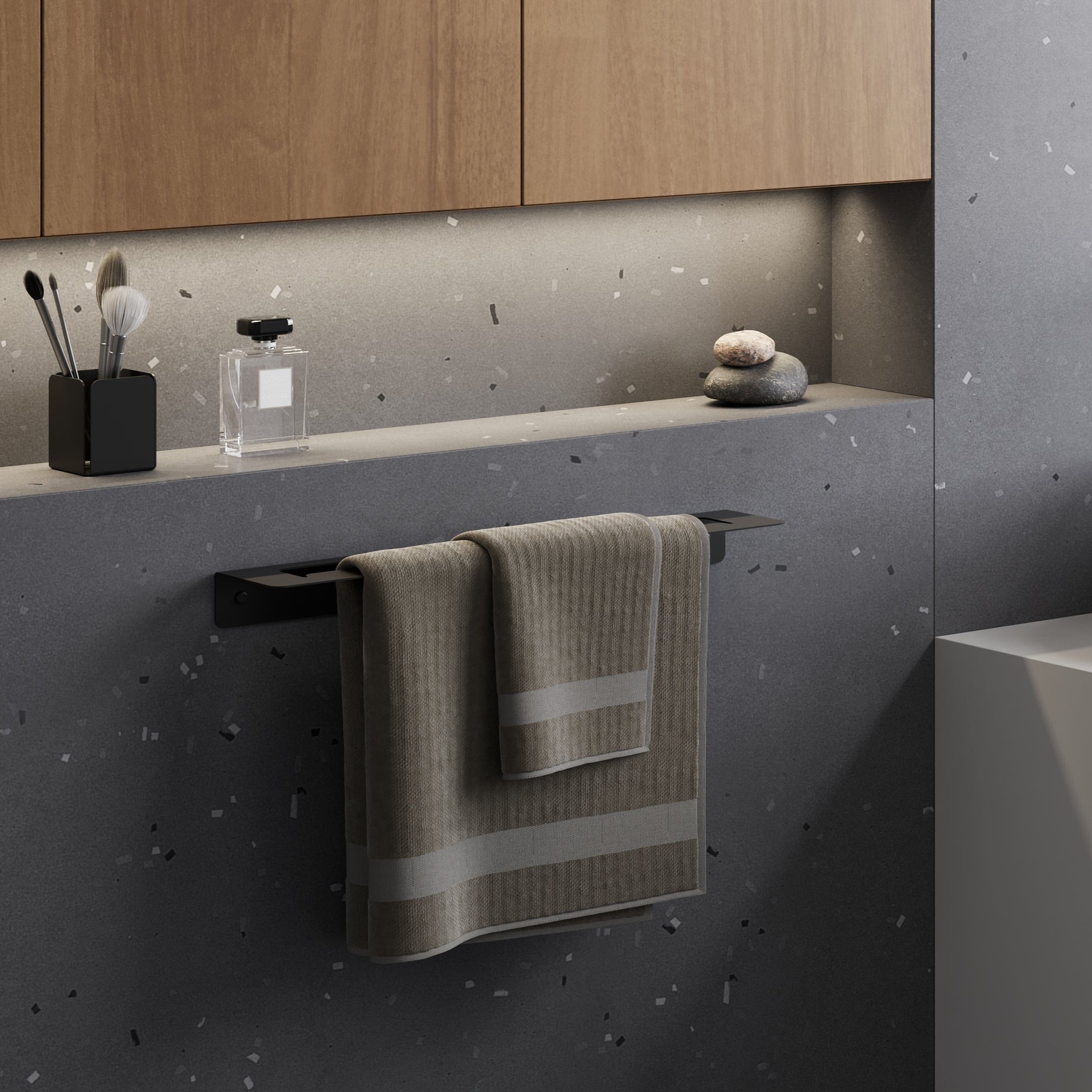 bathroom design with towel shelf 50cm