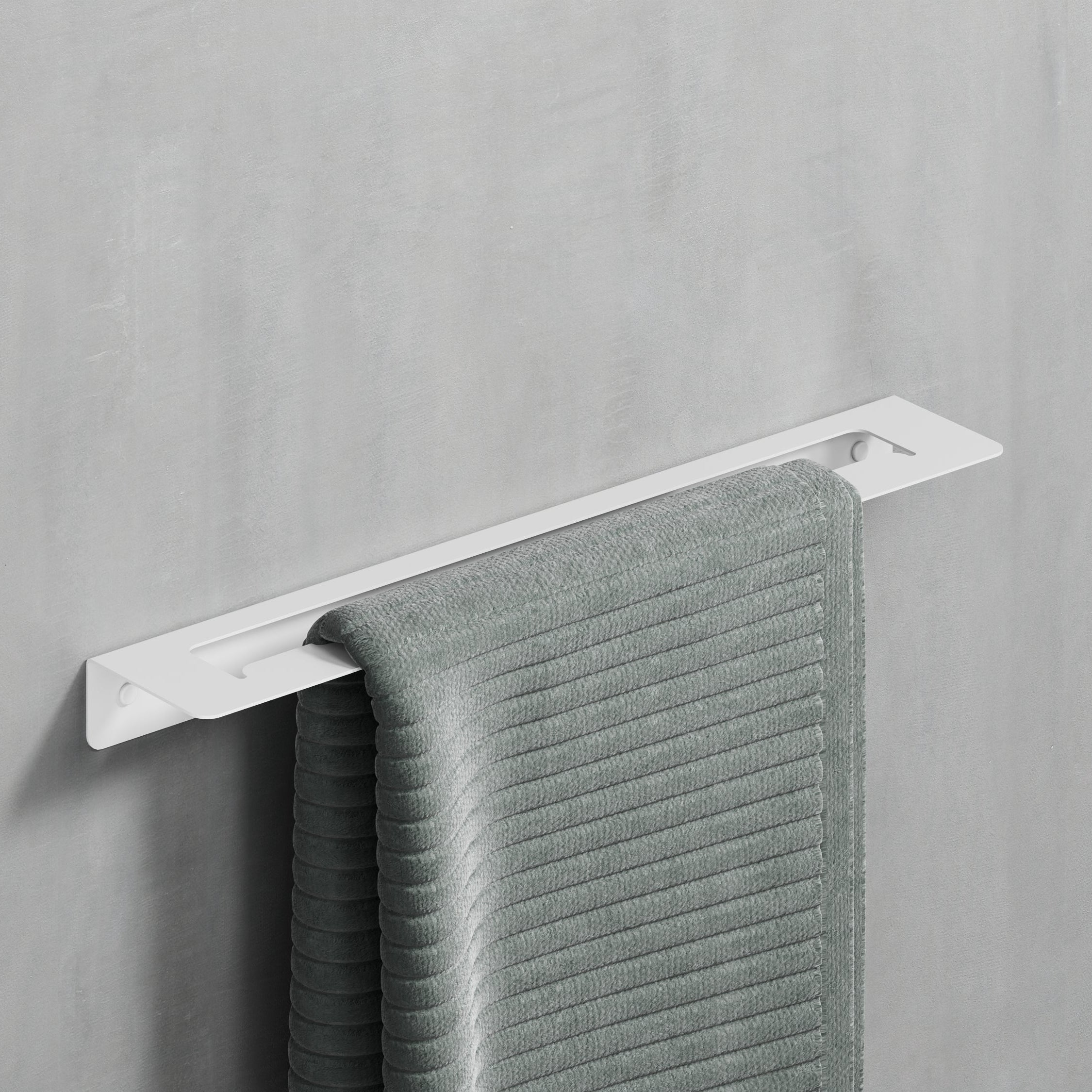 white matte metal towel rack