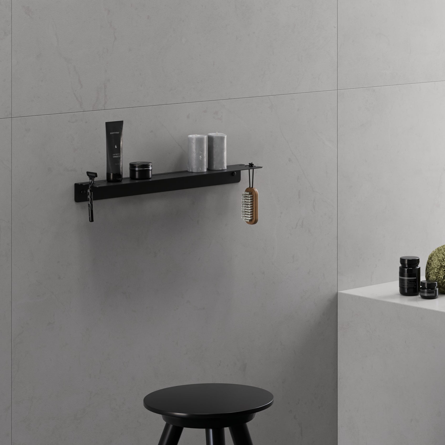 bathroom design with shelf