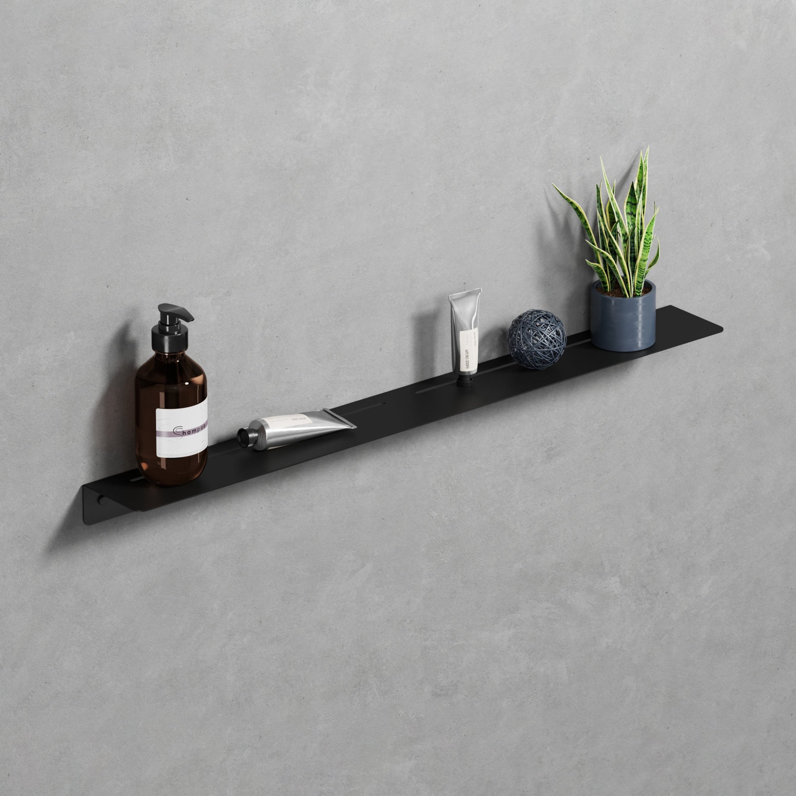 black metal wall shower shelf 75cm