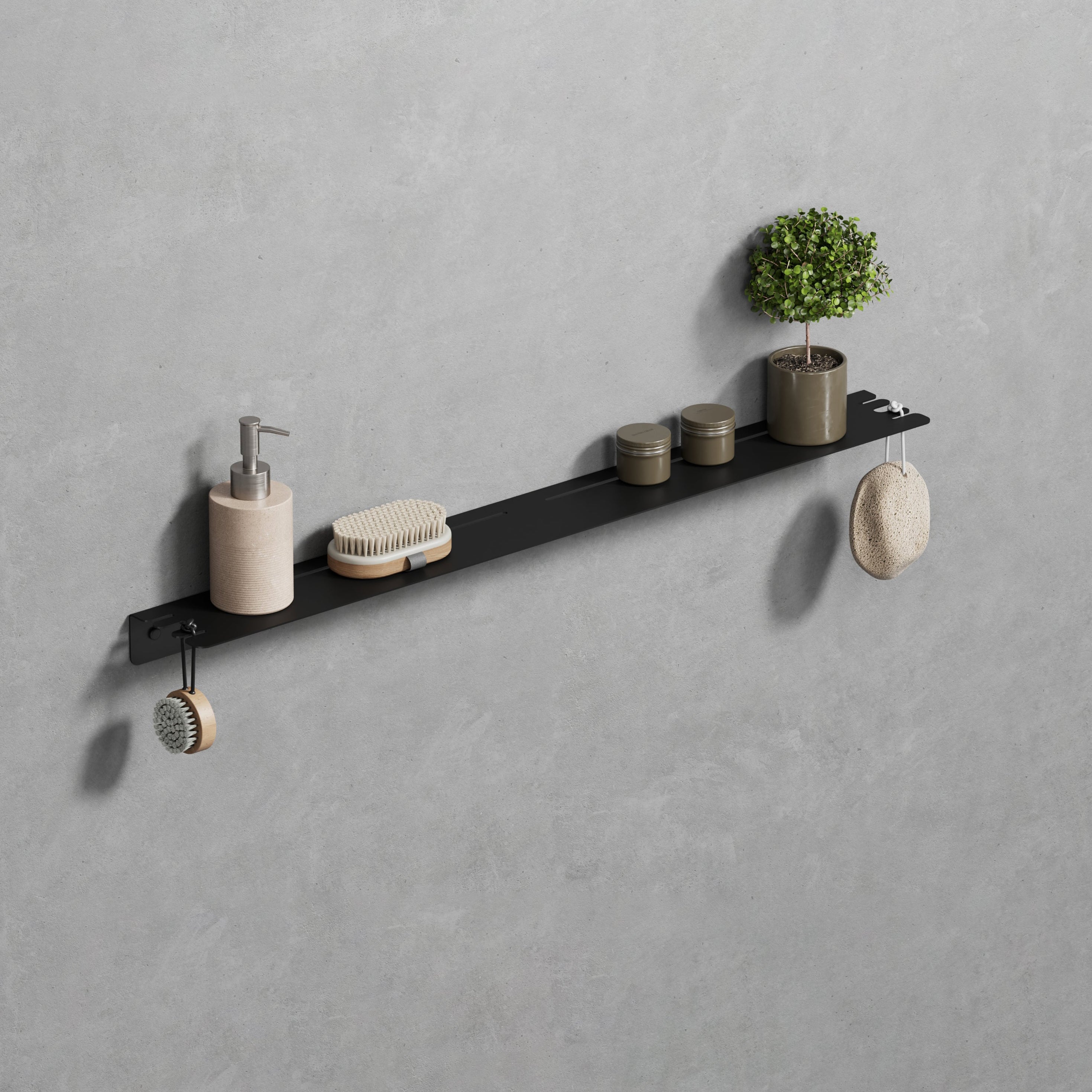 75cm wall black metal shelf