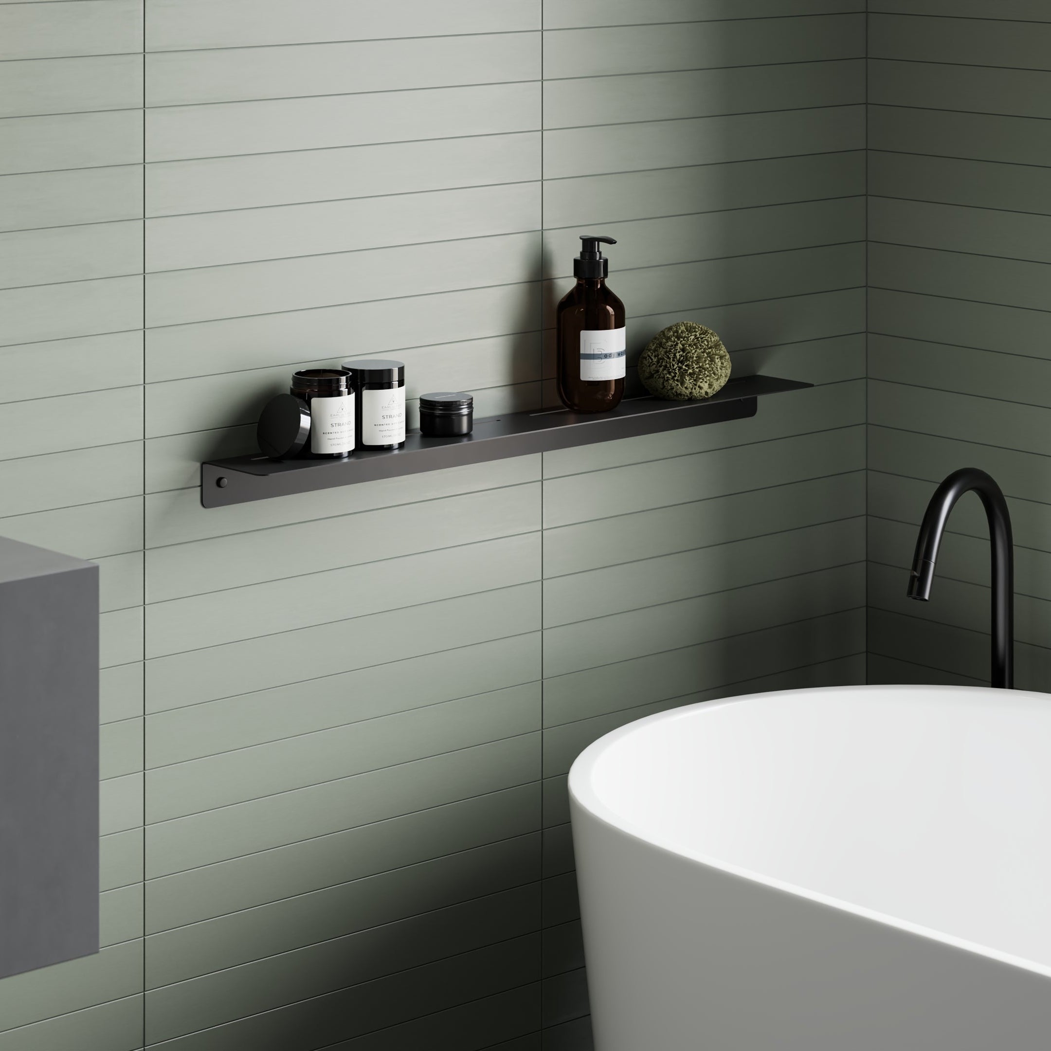 black metal shelf 75mm modern bathroom