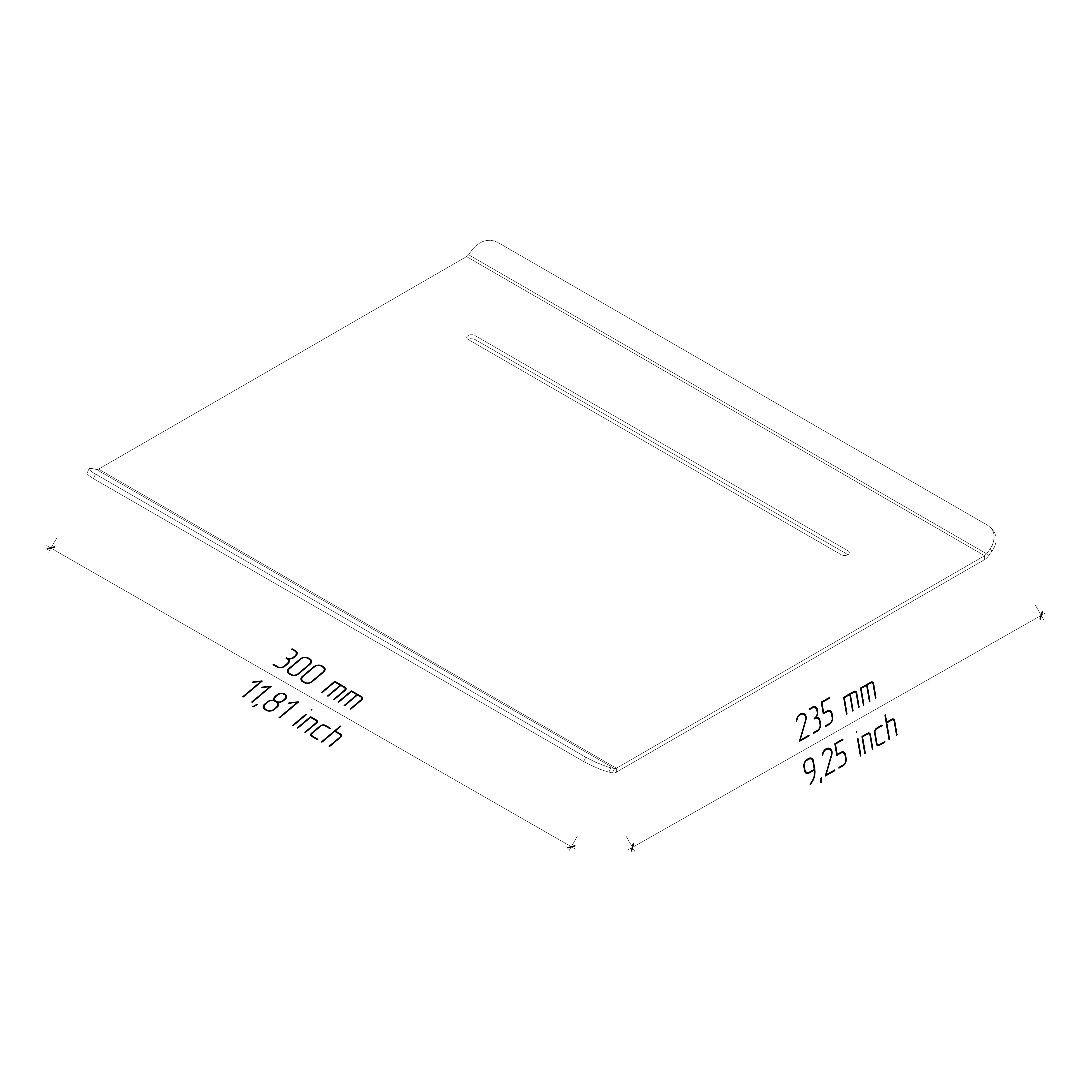 drawing with dimensions of a kitchen tray