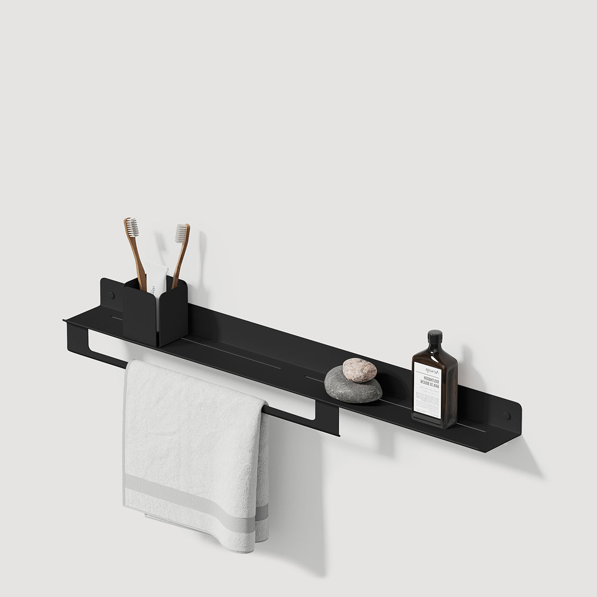 matte black towel shelf