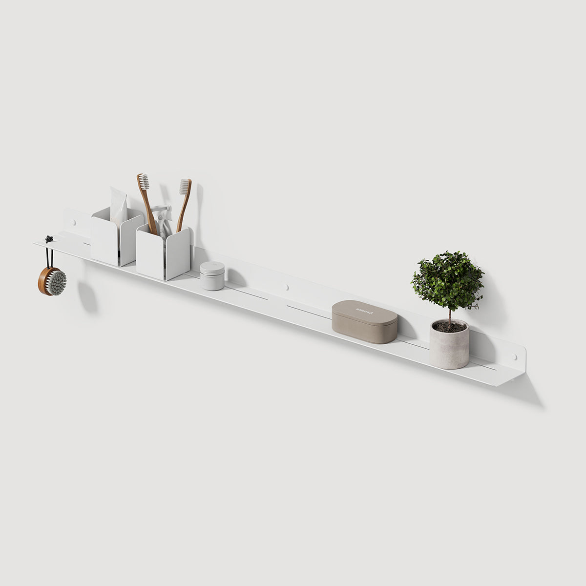 Long metal white towel shelf