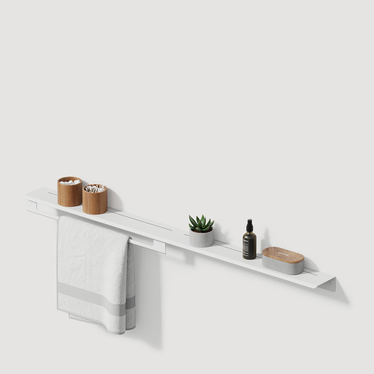 long white metal shelf