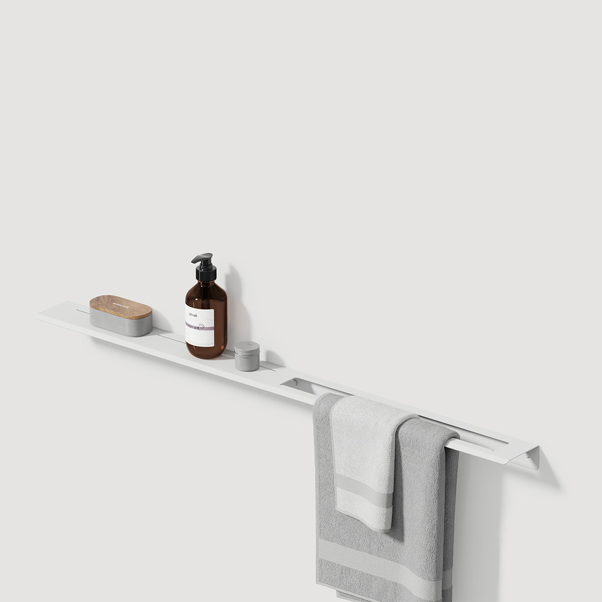 white bathroom shelf