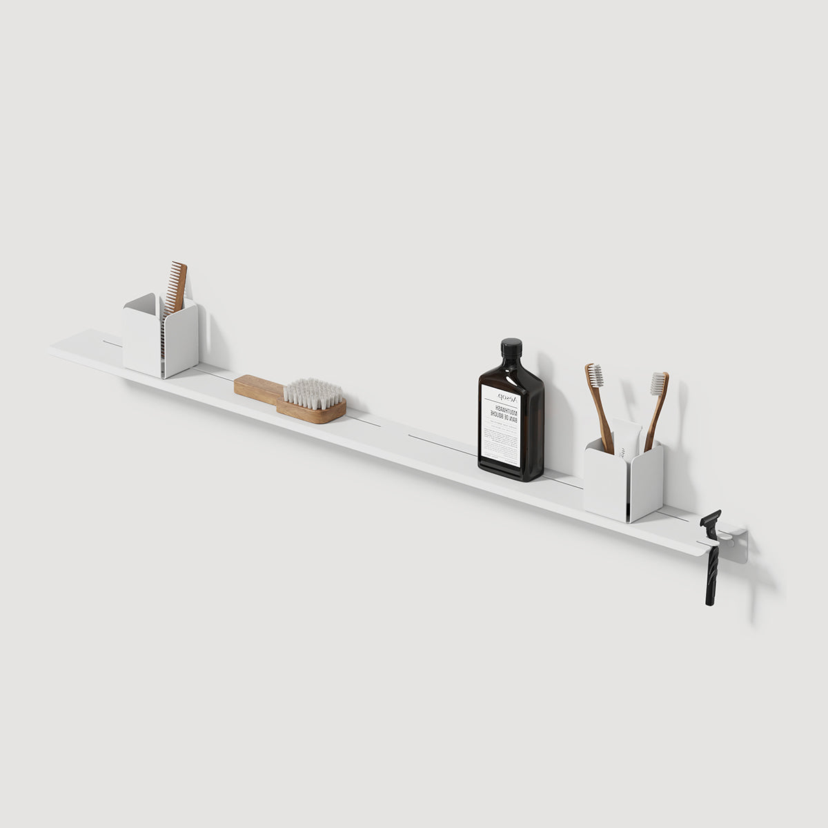 long white Shower Shelf