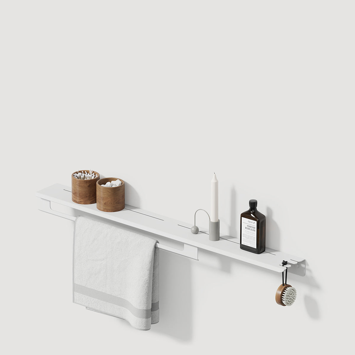 long metal bathroom shelf